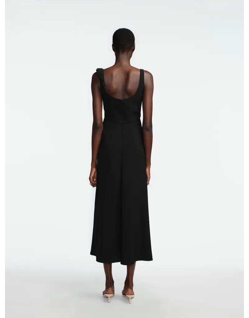 LELA ROSE 3D PEONY EMBRIODERED FLUID CREPE TWIST GOWN