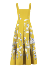 LELA ROSE Floral Faille Square Neck Dress