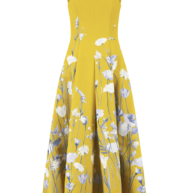 LELA ROSE Floral Faille Square Neck Dress