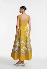 LELA ROSE Floral Faille Square Neck Dress