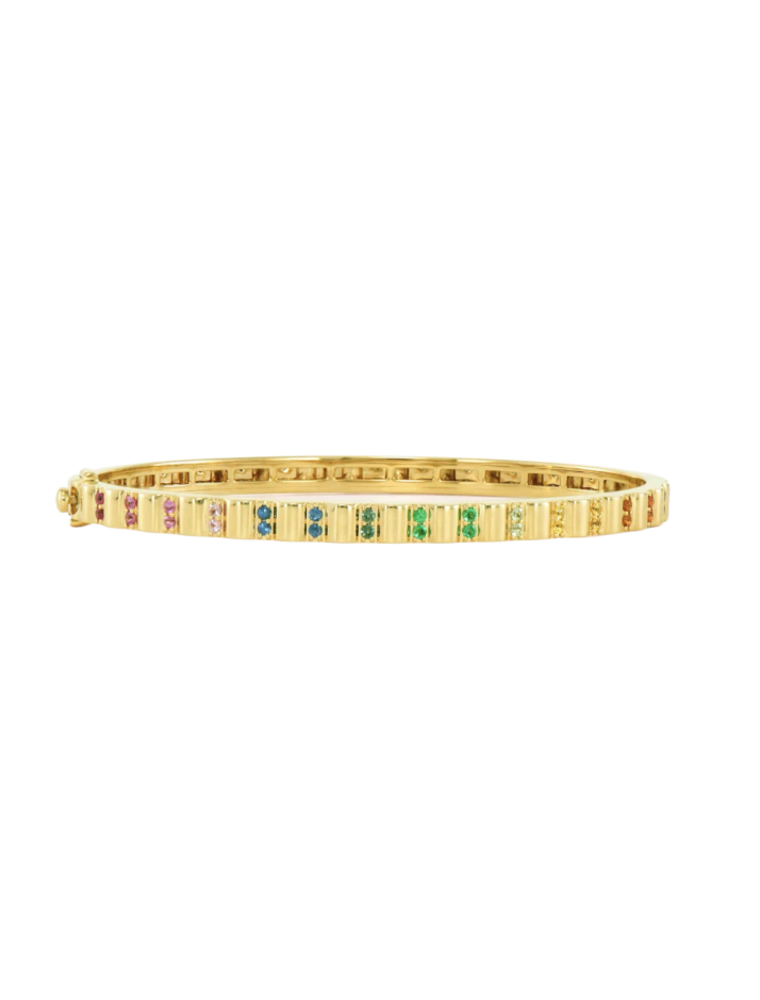 Three Stories Jewelry RAINBOW & DIAMOND RUFFLE BANGLE
