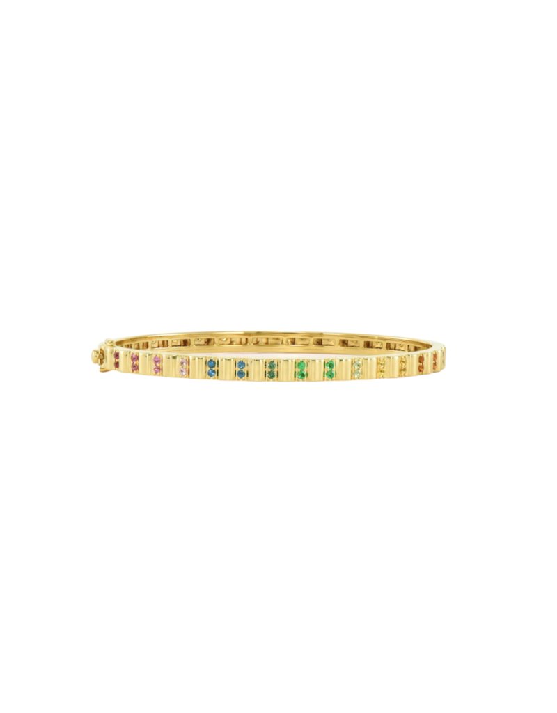 Three Stories Jewelry RAINBOW & DIAMOND RUFFLE BANGLE