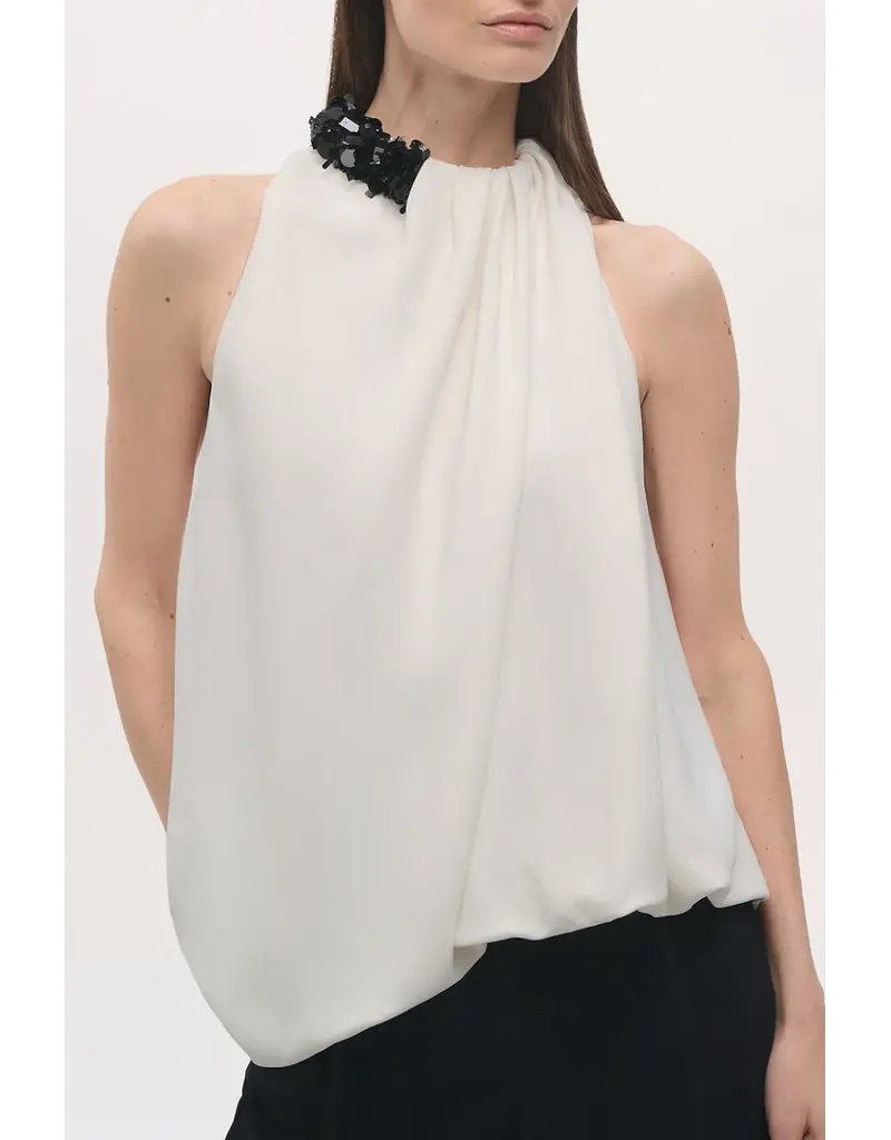 BRANDON MAXWELL THE HAZE TOP W EMBROIDERED DETAIL
