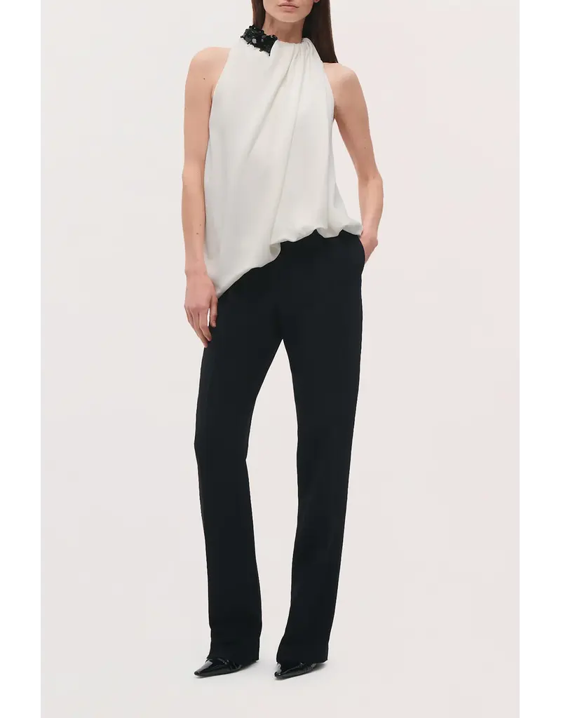 BRANDON MAXWELL THE HAZE TOP W EMBROIDERED DETAIL