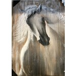 Horse (White) Painted On Wood 29.5 x 39.5