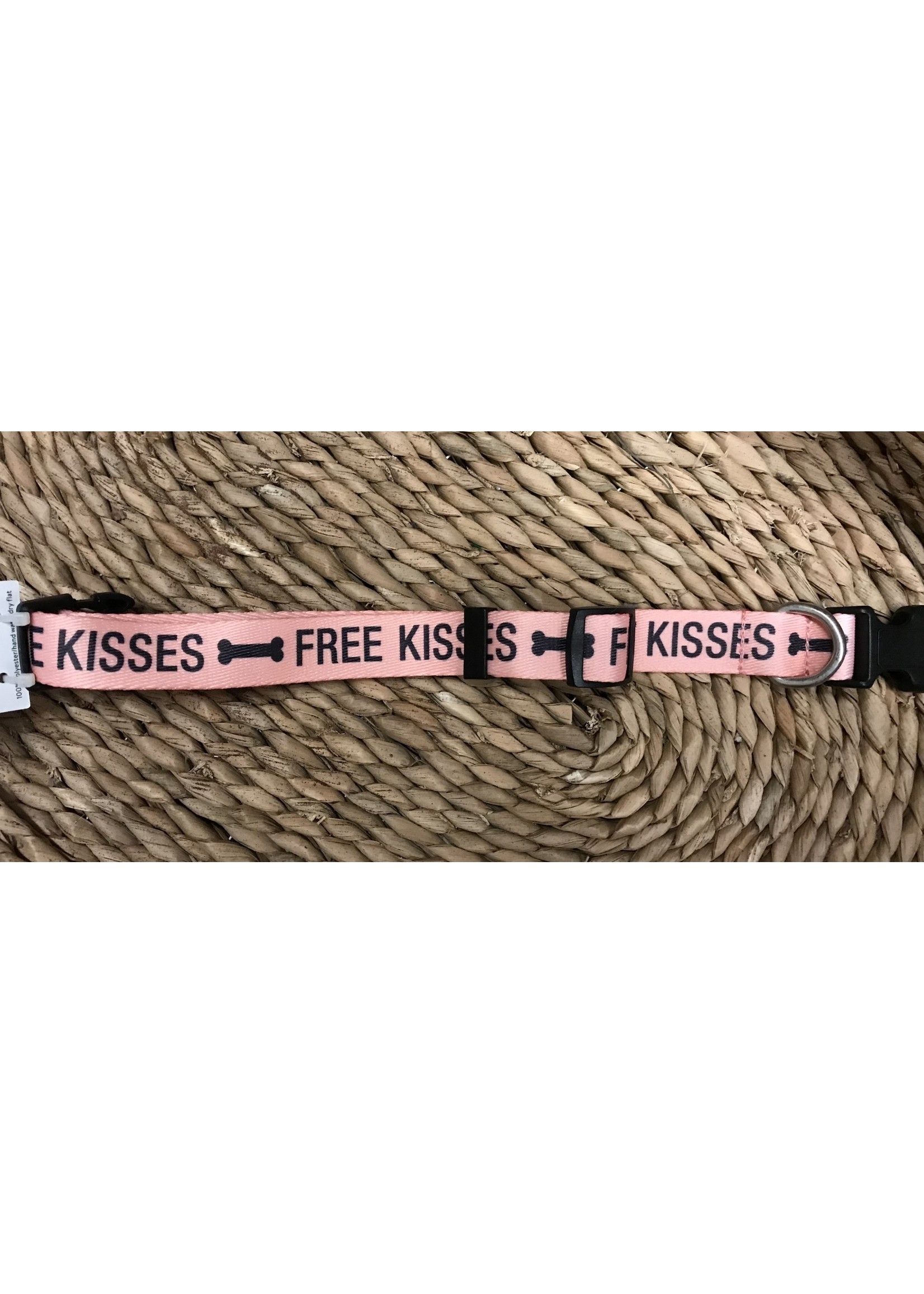 Say What? Free Kisses Adjustable Dog Collar  fits 10"-16"