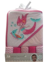 Petit L'amour Hooded Towel w/ 5 washcloths Pink