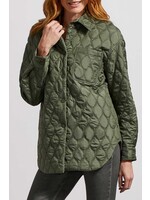 Tribal 7963O-4895QUILTED SNAPPED FRONT SHACKET-DK. CEDAR