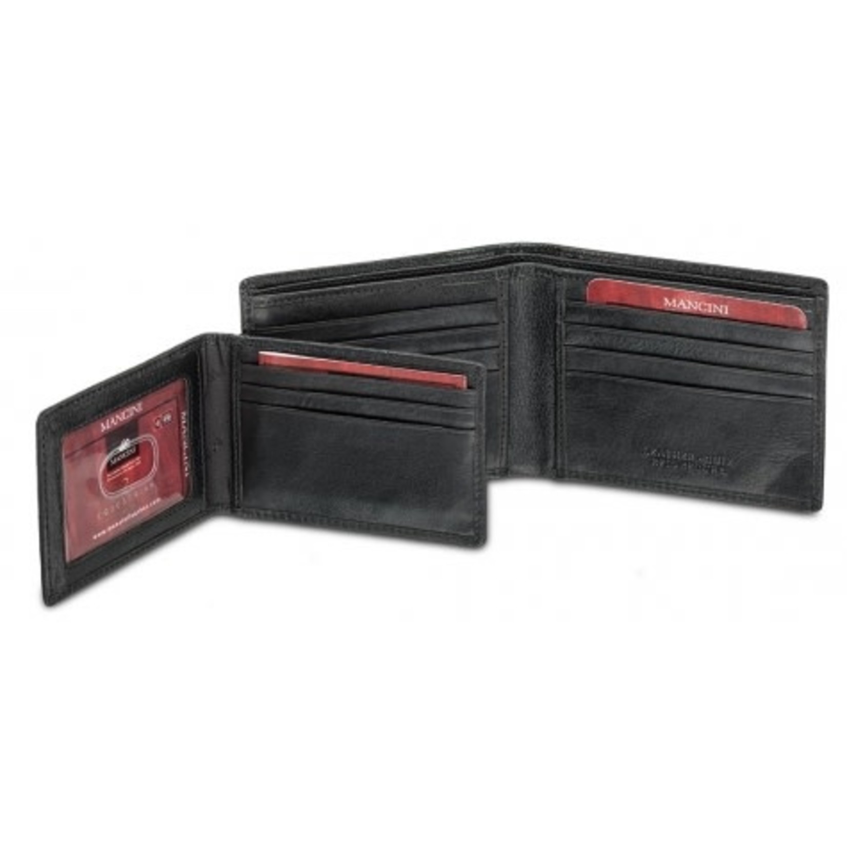 Mancini Men`s RFID Secure Billfold with Removable Passcase - Black