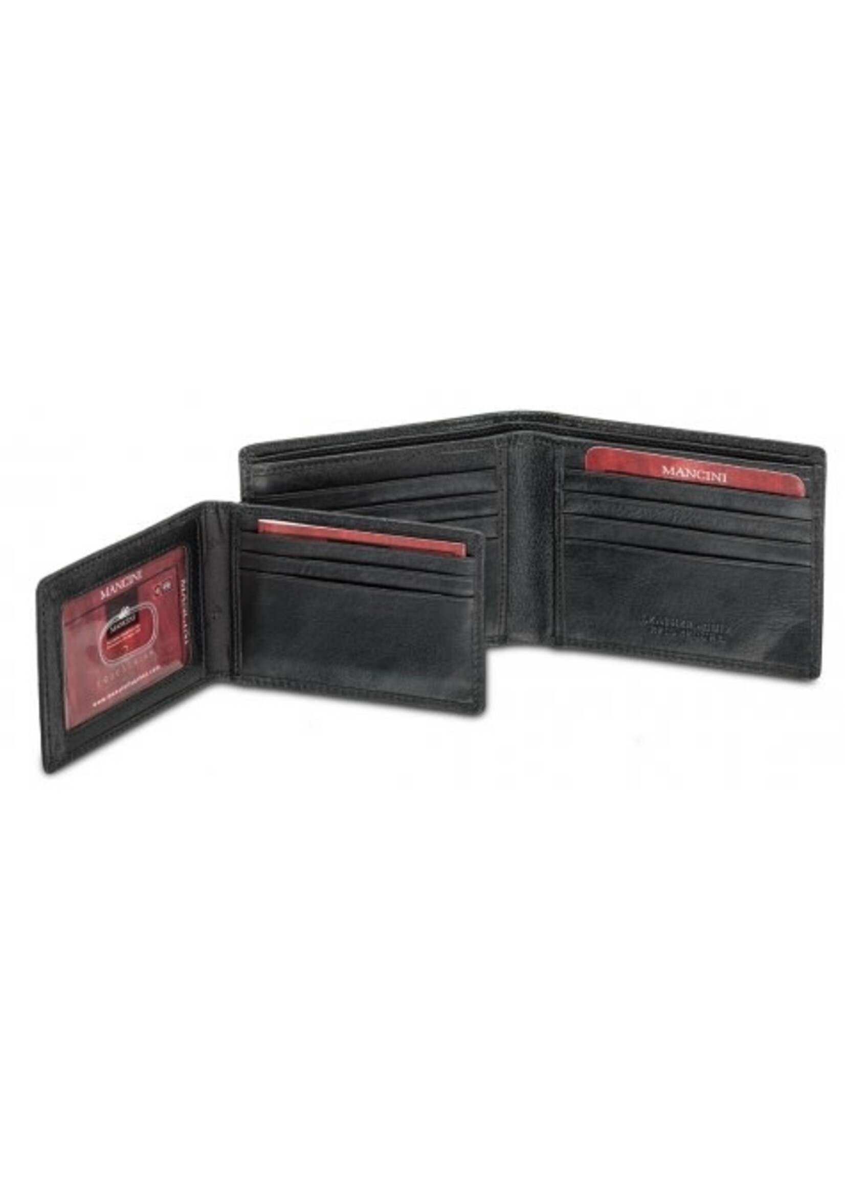 Mancini Men`s RFID Secure Billfold with Removable Passcase - Black