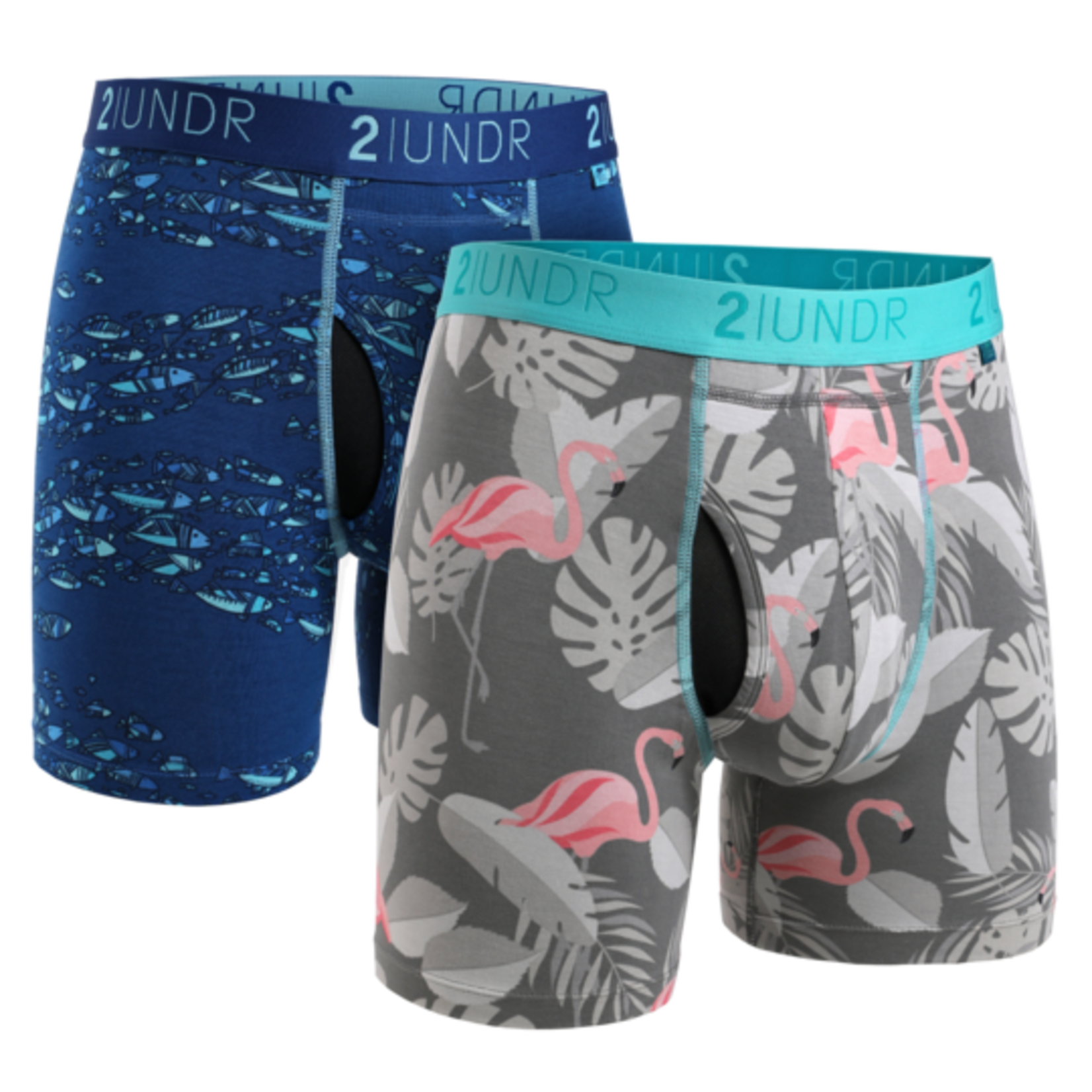 2UNDR 2UNDR's 2 Pack "Fish School / Flamingo" Swing Shift Boxer Brief