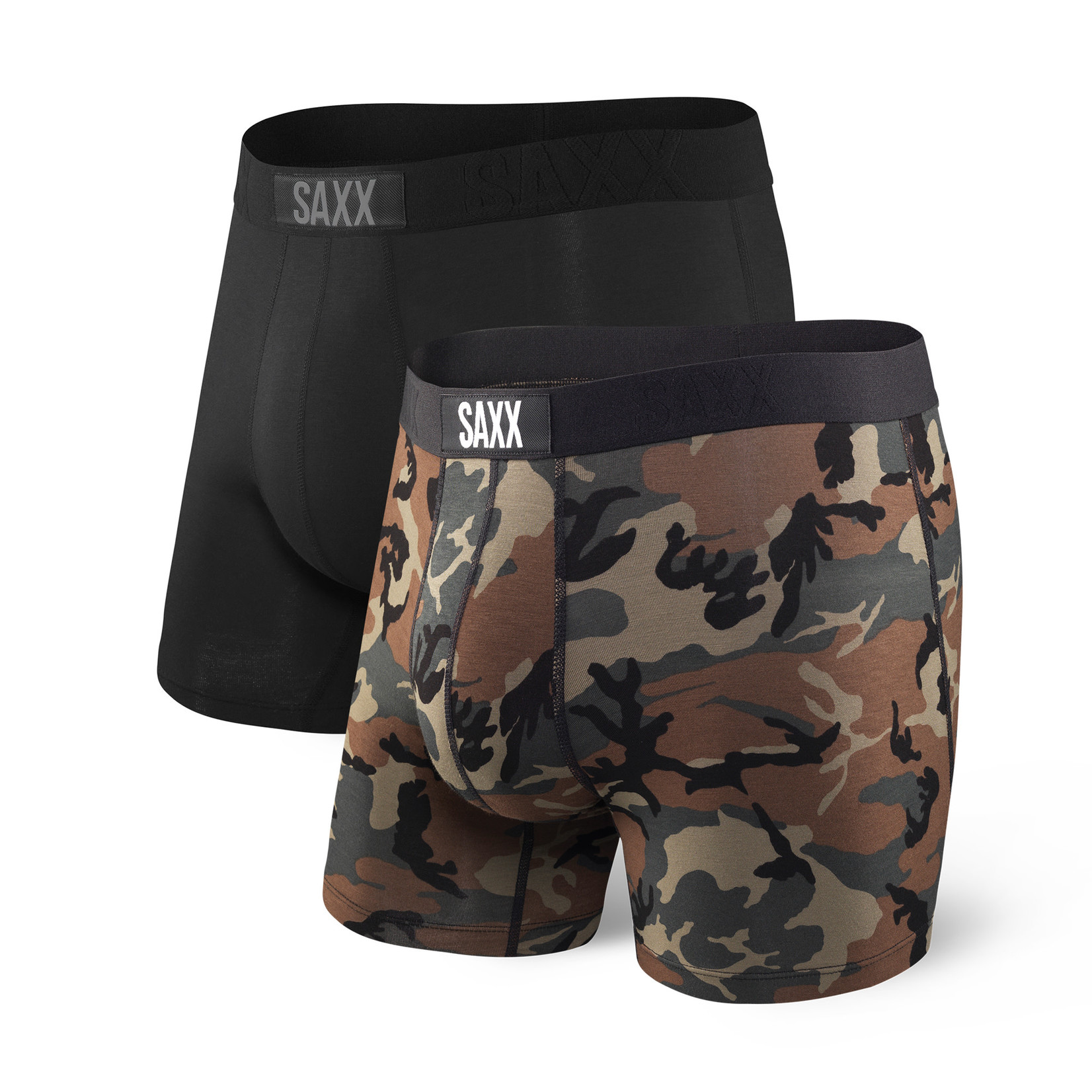 SAXX Vibe 2 Pack Boxer Brief - Black / Wood Camo