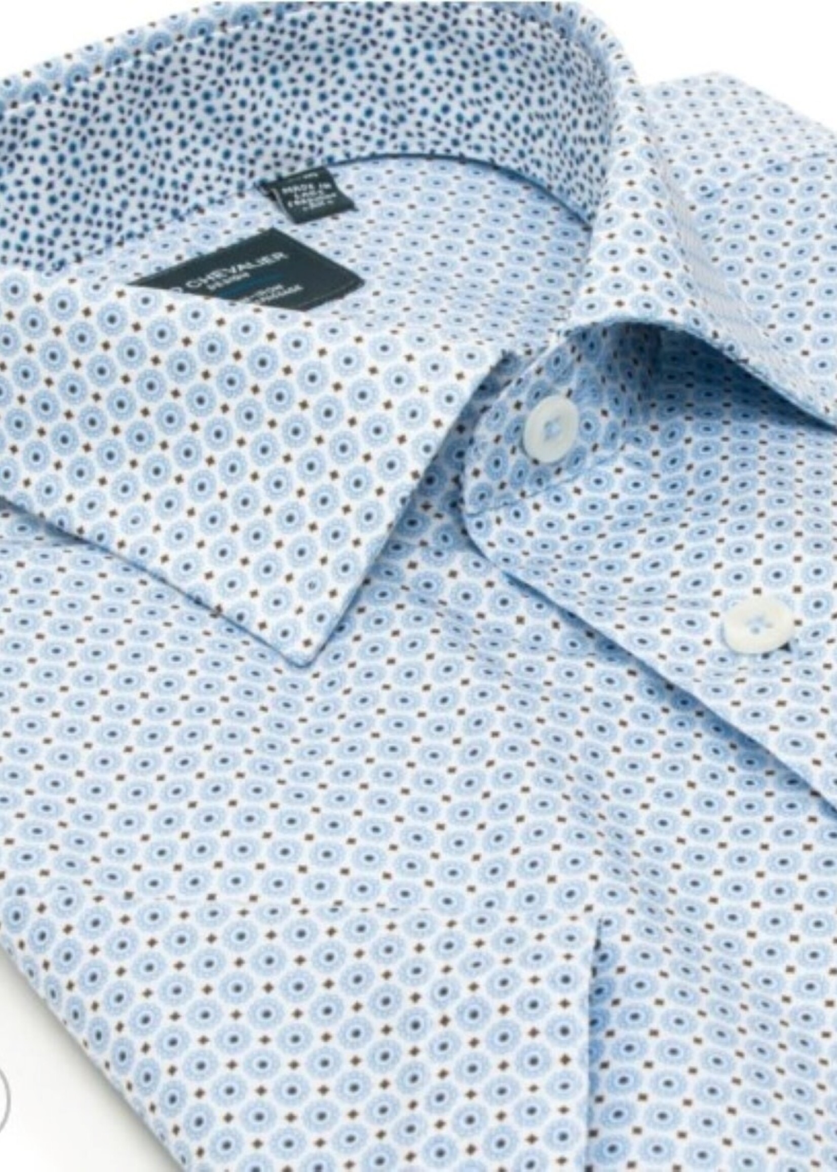 Leo Chevalier Men’s 100% Cotton Non-Iron Print Spread Collar Short Sleeve Sport Shirt