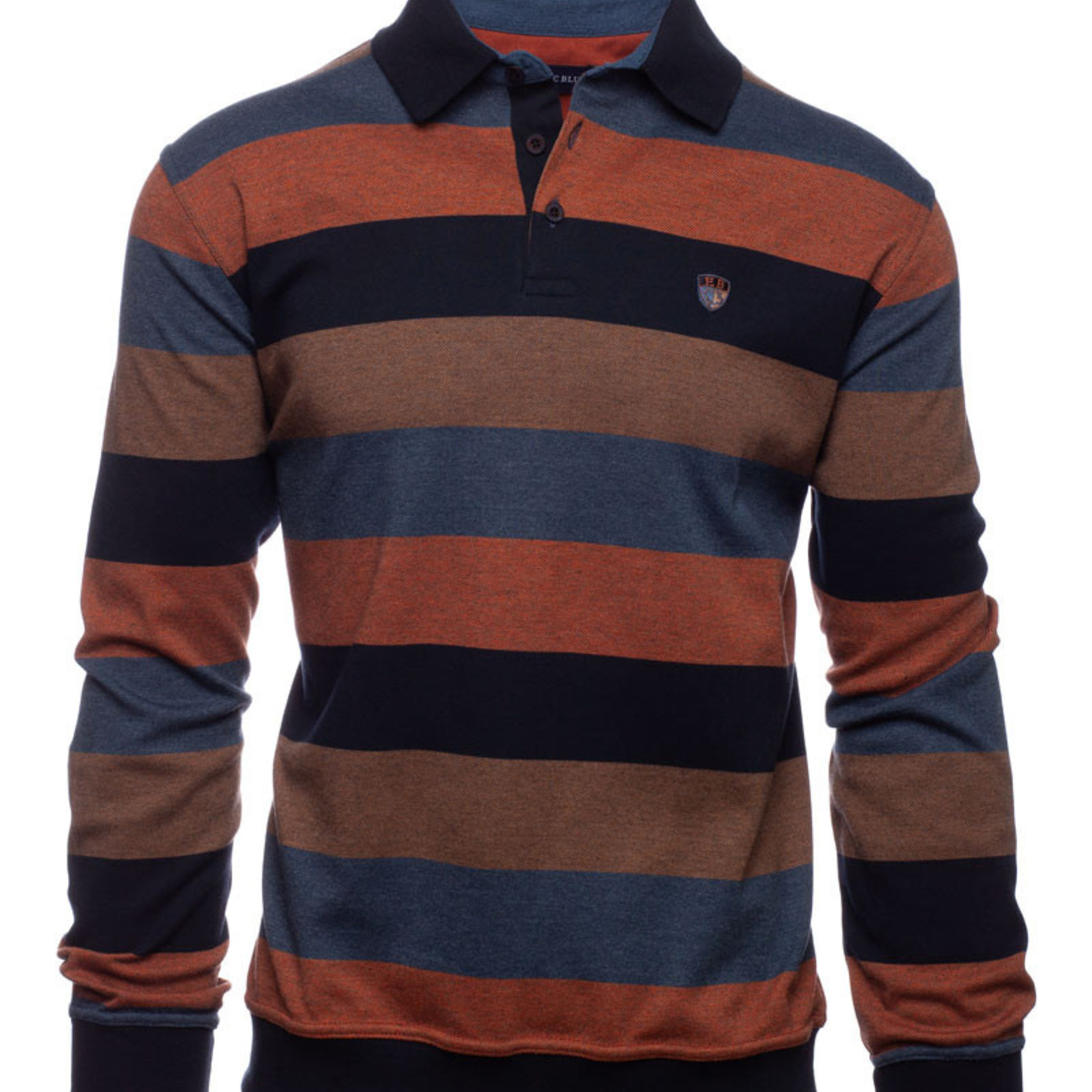 Men's Striped rugby polo shirt navy red / Stripe Polo — Ethnic Blue