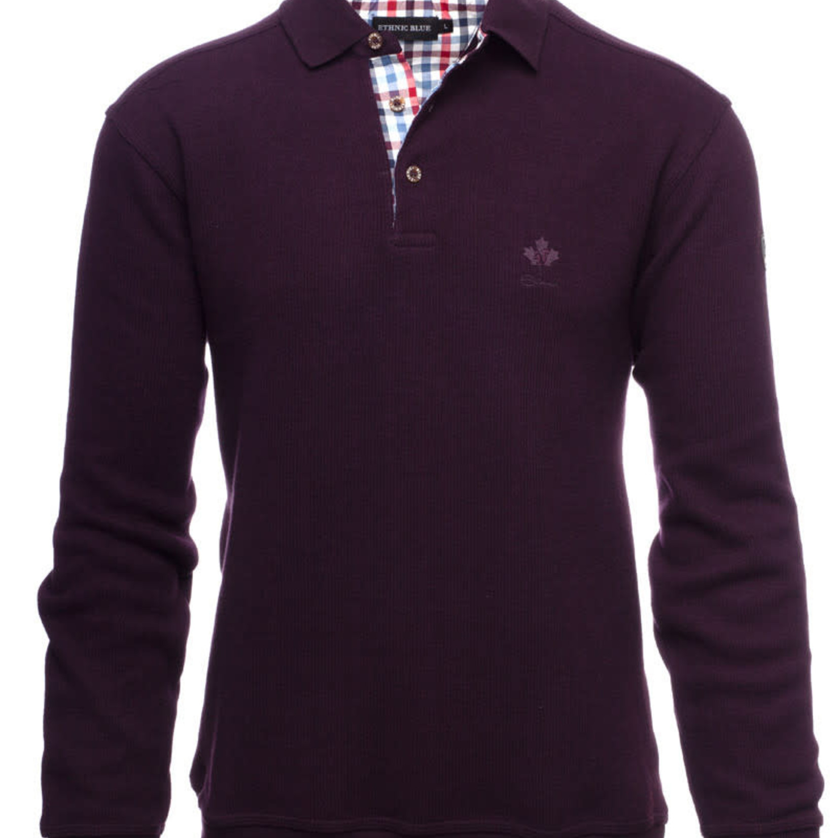 Ethnic Blue Soft Touch Polo Sweater - Eggplant