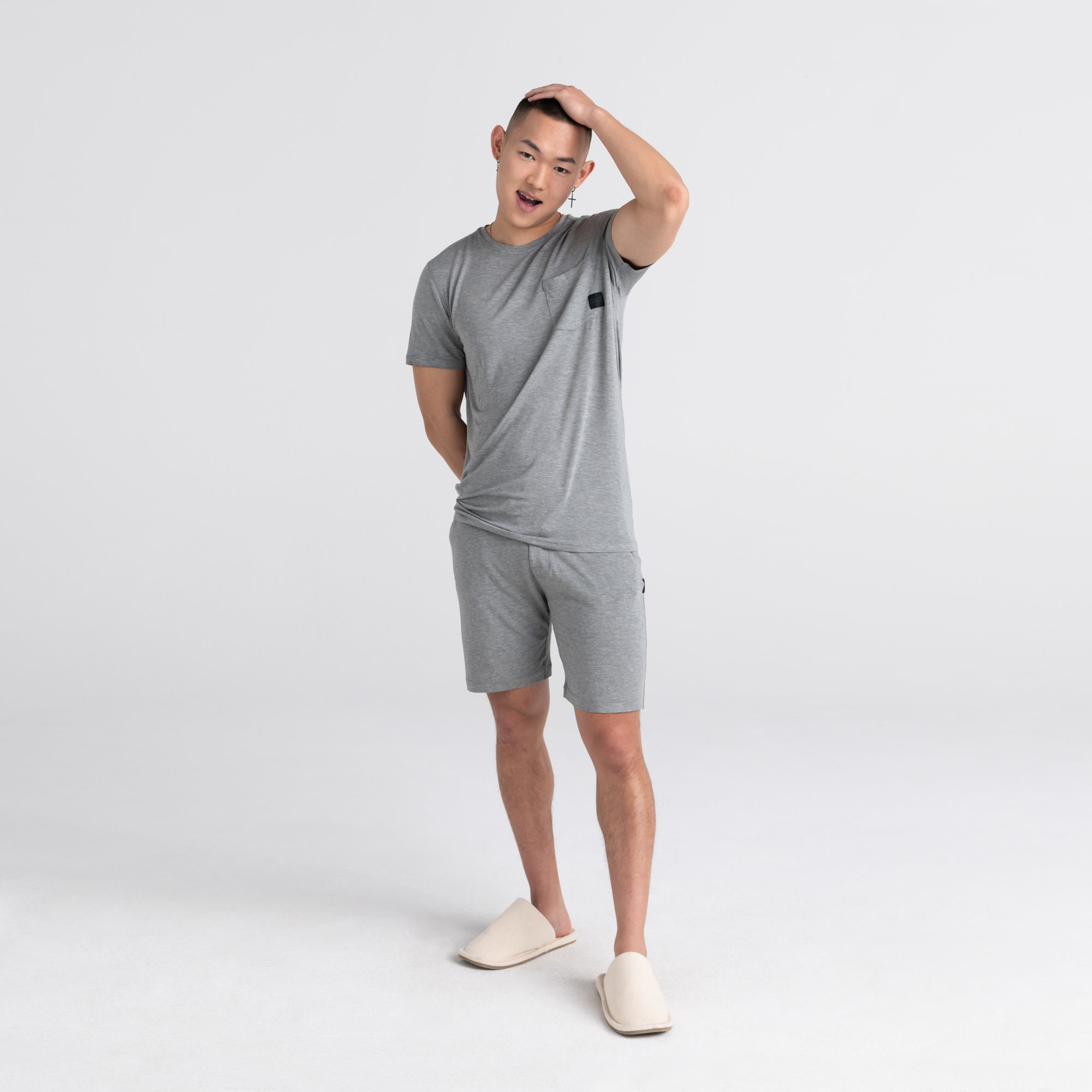 SAXX SLEEPWALKER Short Sleeve Crew / Dark Grey Heather