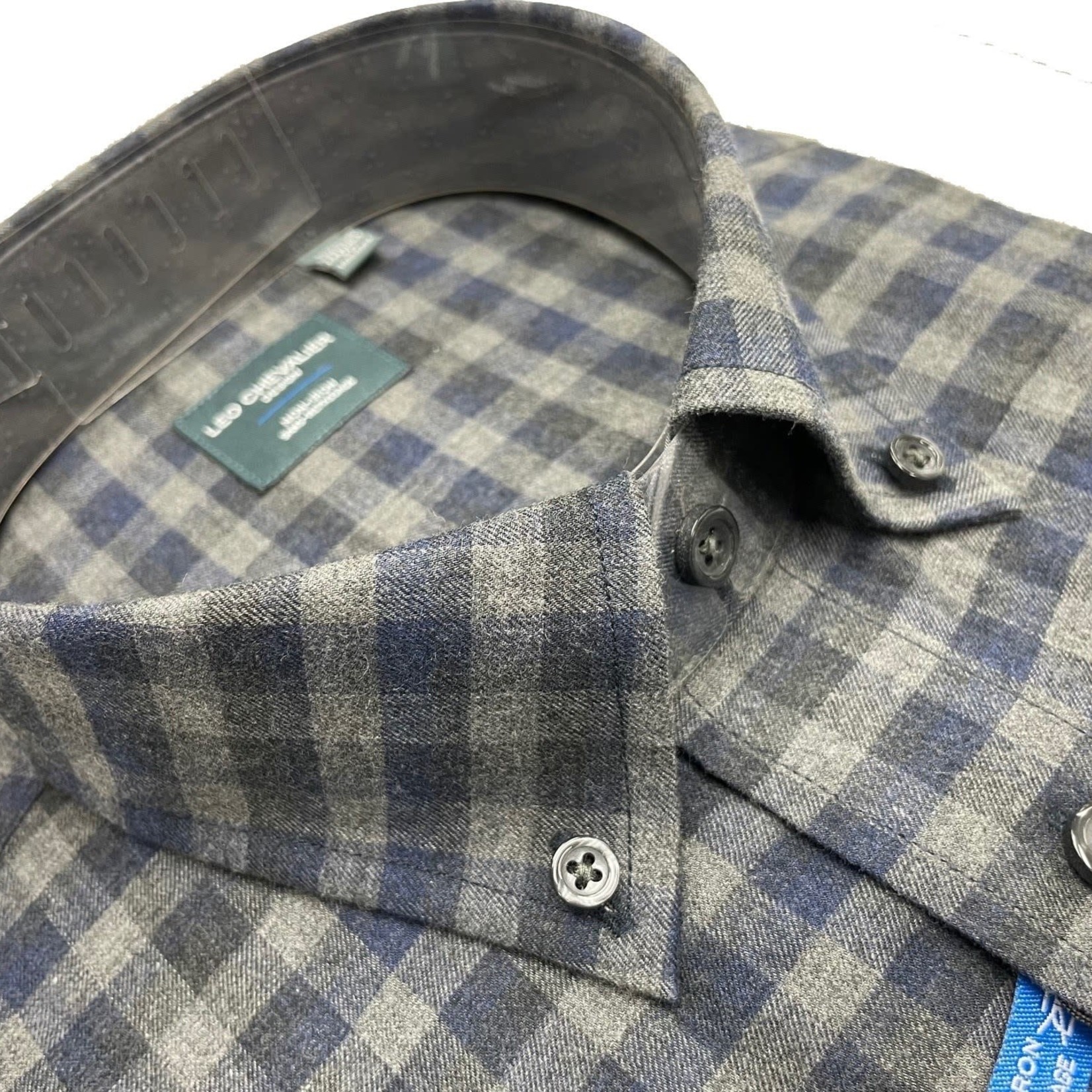 Leo Chevalier Men's 100 % Cotton Button-Down Long Sleeve Non-Iron Sport Shirt