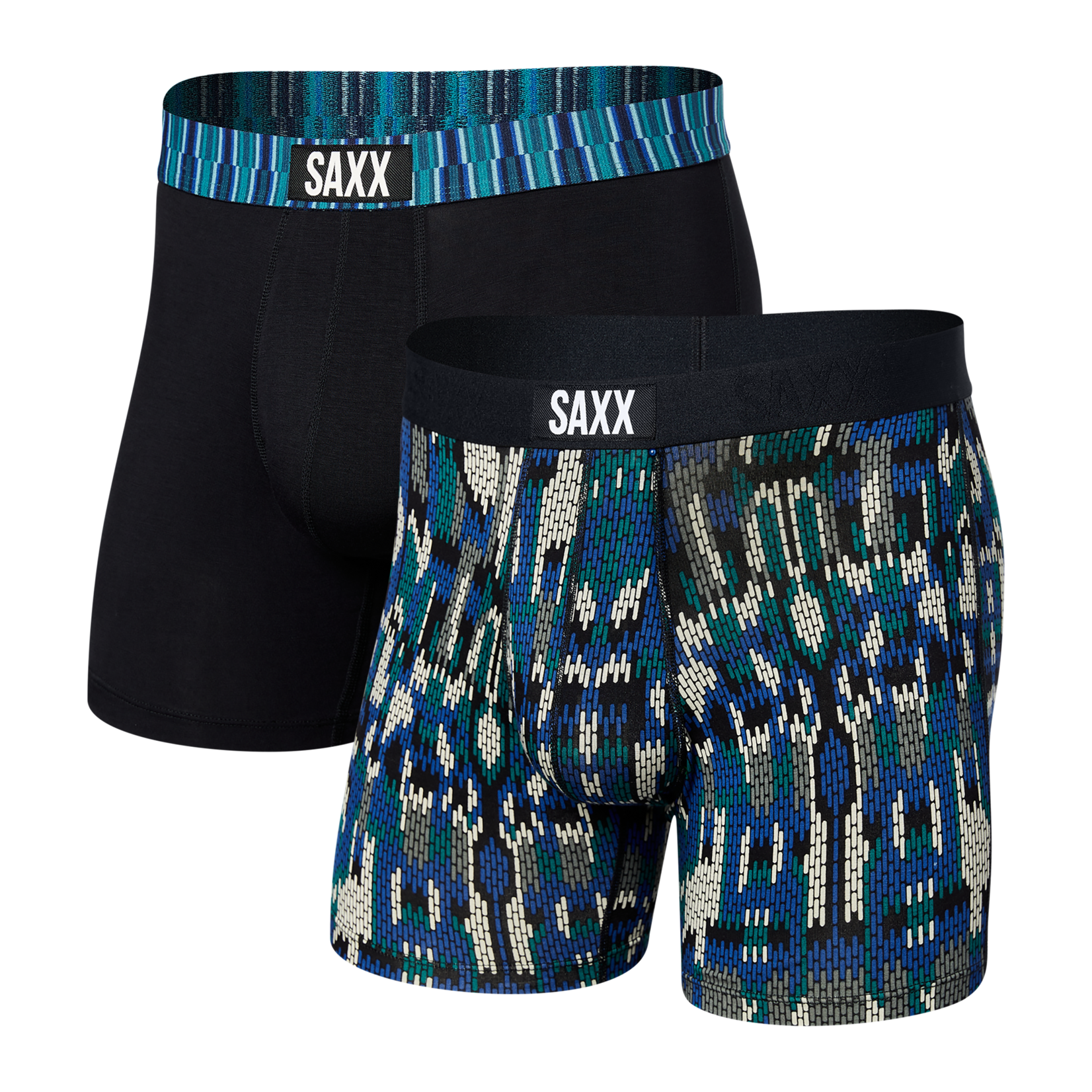 SAXX VIBE 2-PACK Super Soft  Boxer Brief |Modern Fairisle/Black Geo