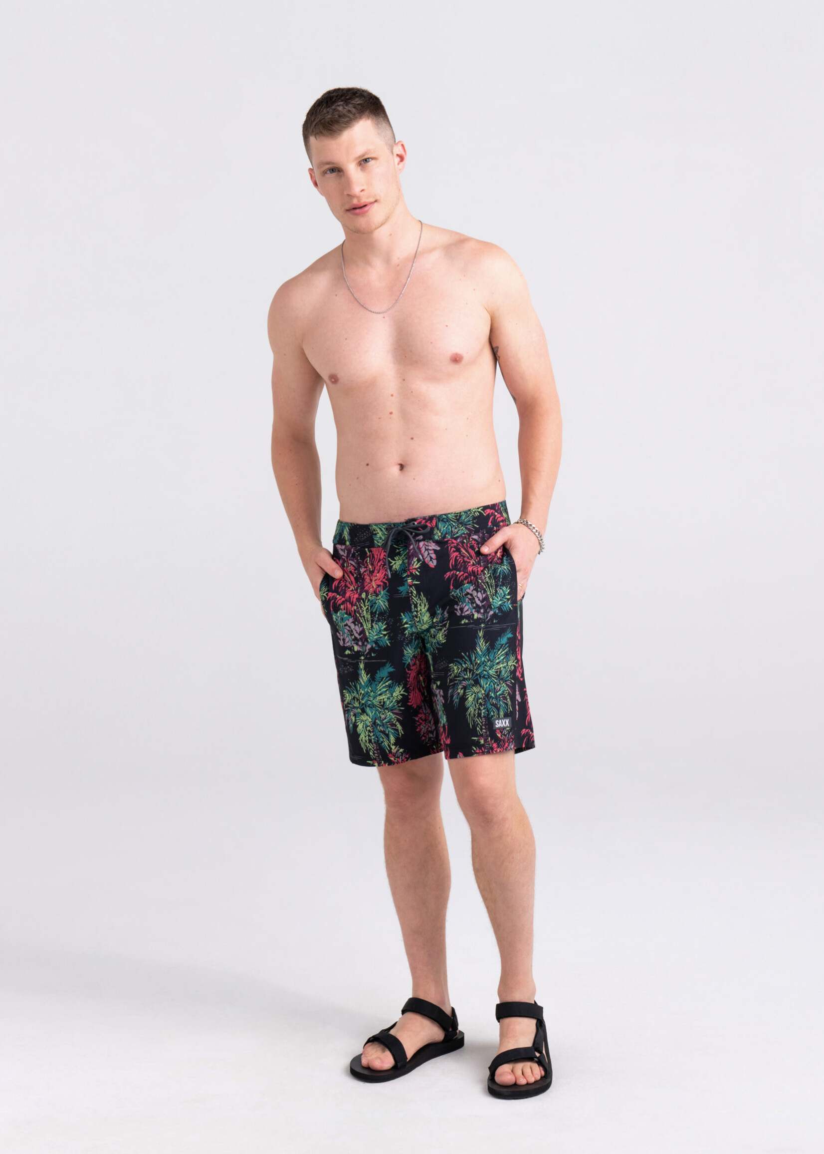 SAXX BETAWAVE Boardshort Swim Shorts 19" / Midnight Tropics- Multi