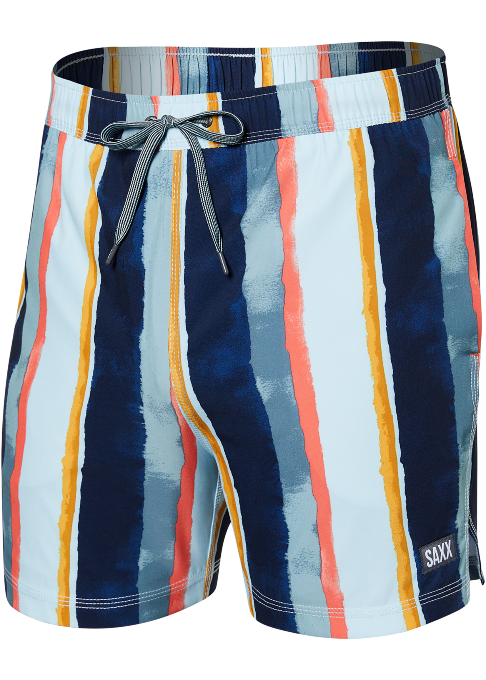 SAXX OH BUOY Stretch Volley Swim Shorts 5" / H20 Stripe- Blue