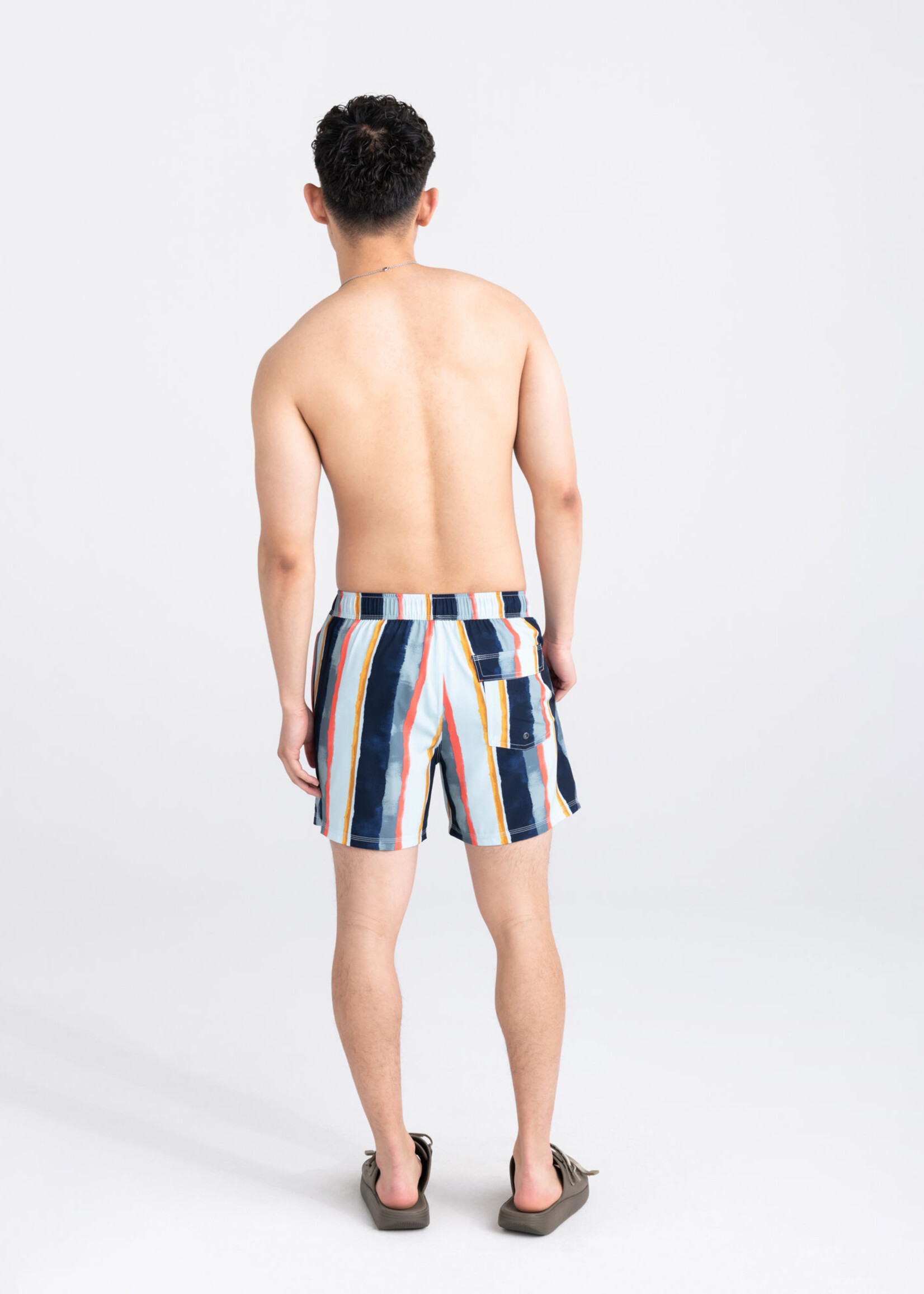 SAXX OH BUOY Stretch Volley Swim Shorts 5" / H20 Stripe- Blue