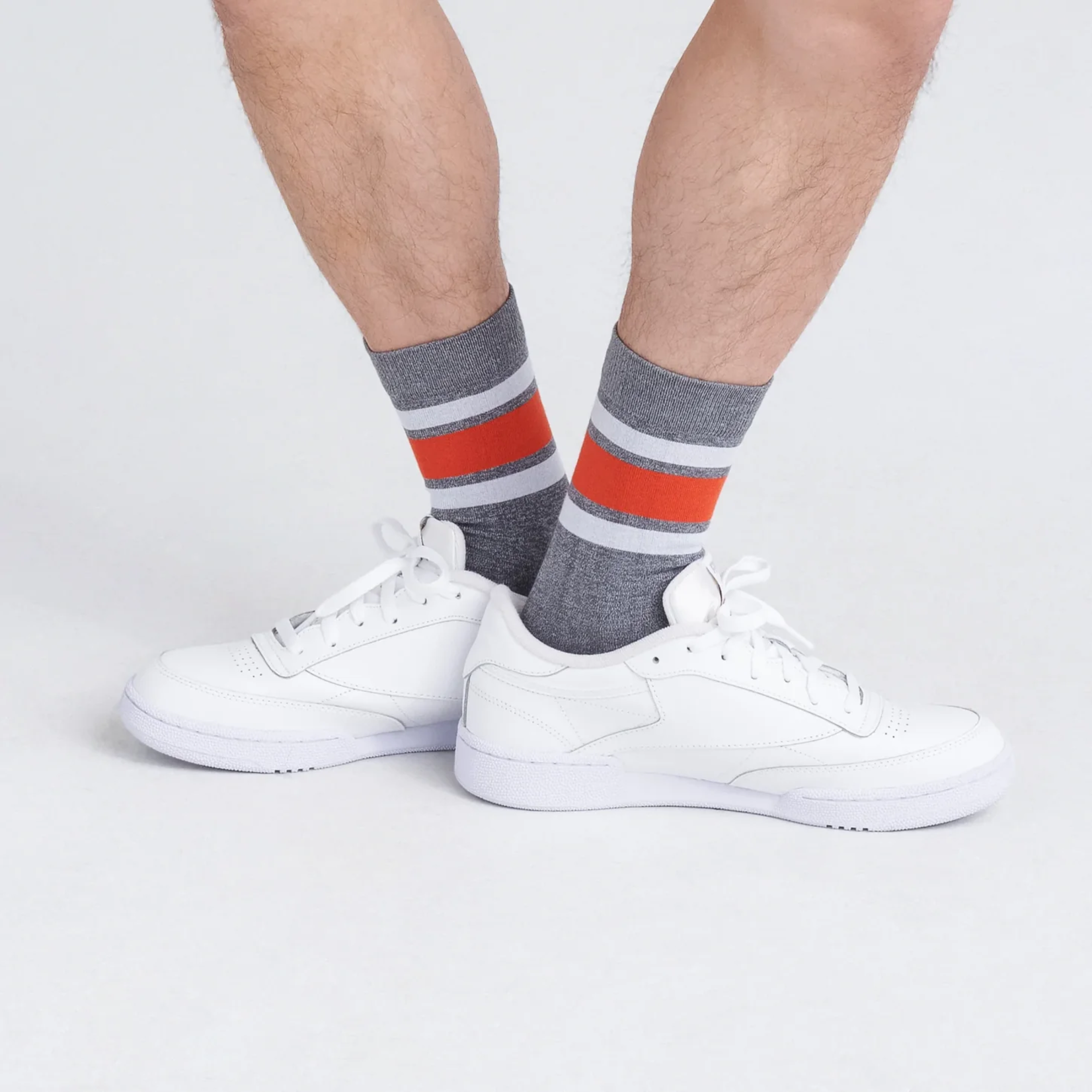 SAXX WHOLE PACKAGE Crew Socks / Athletic Stripe- Grey