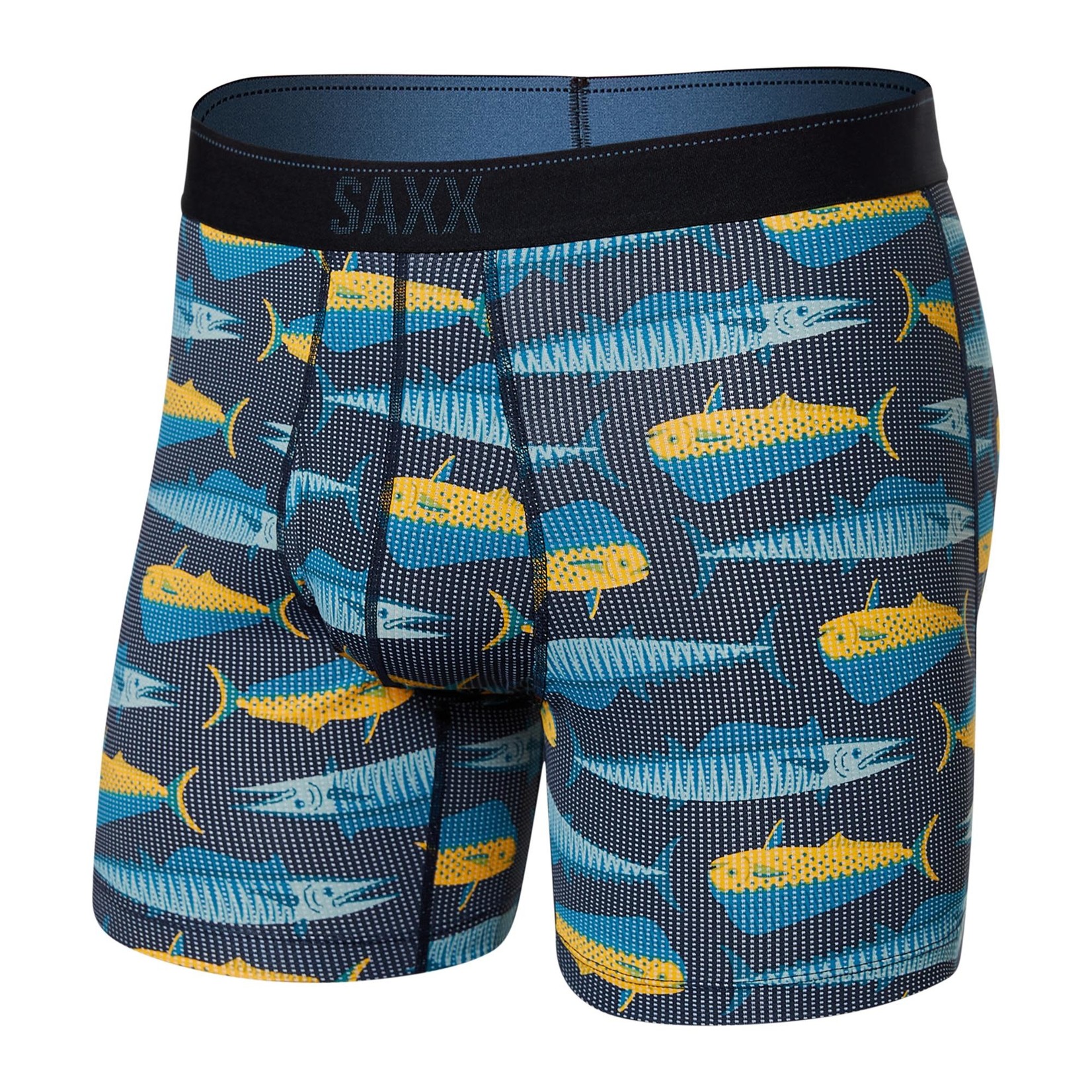 SAXX QUEST Quick Dry Mesh Boxer Brief / Mahi Mahi Wahoo- Black