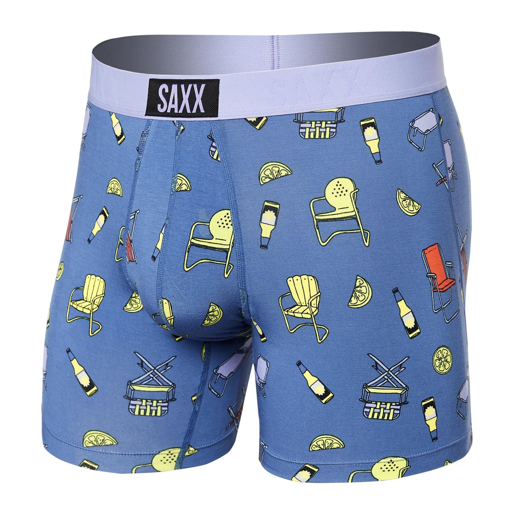 SAXX VIBE Super Soft Boxer Brief / Lawnchairs & Limes- Blue