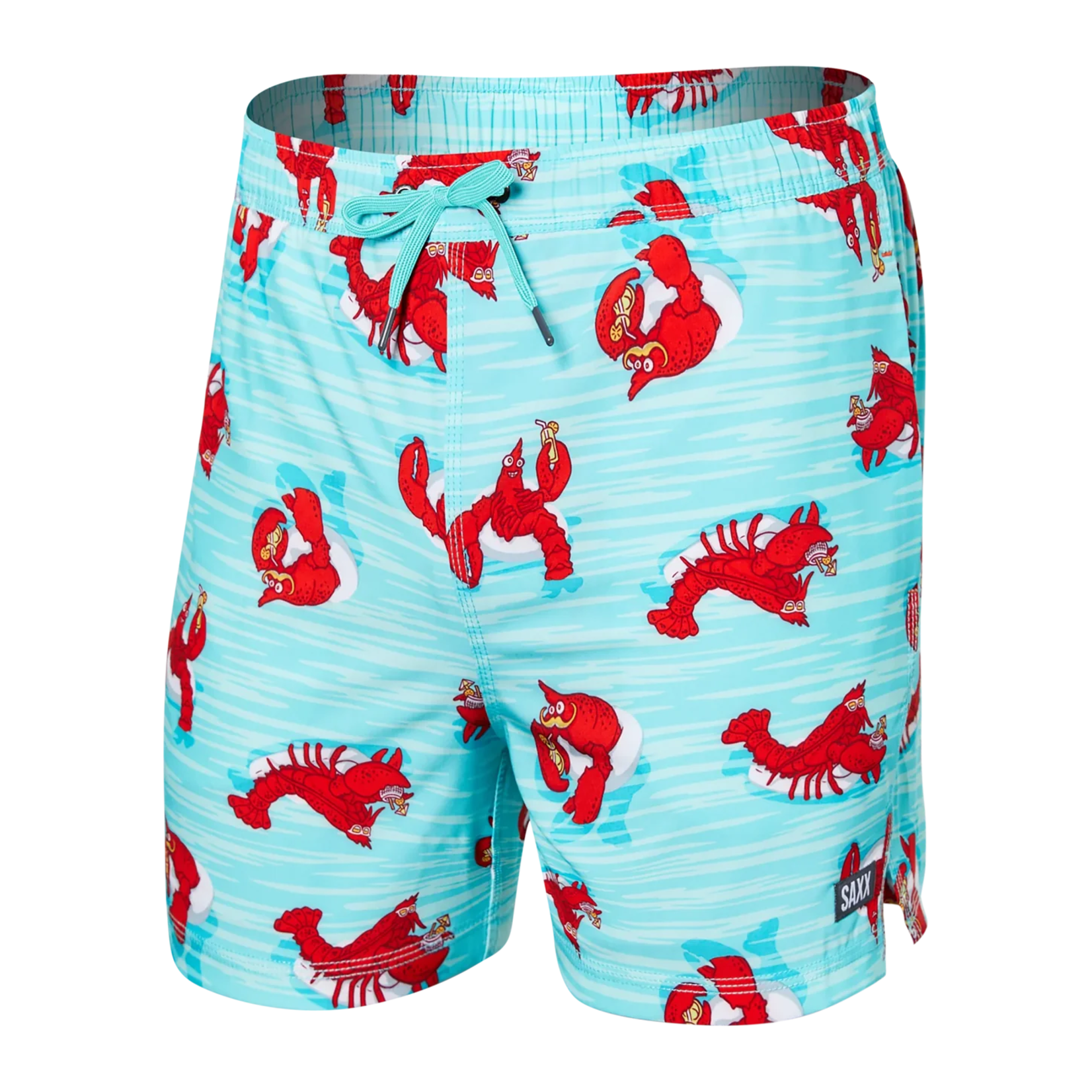 SAXX OH BUOY STRETCH VOLLEY Swim Shorts 7" / Lobster Lounger- Aqua