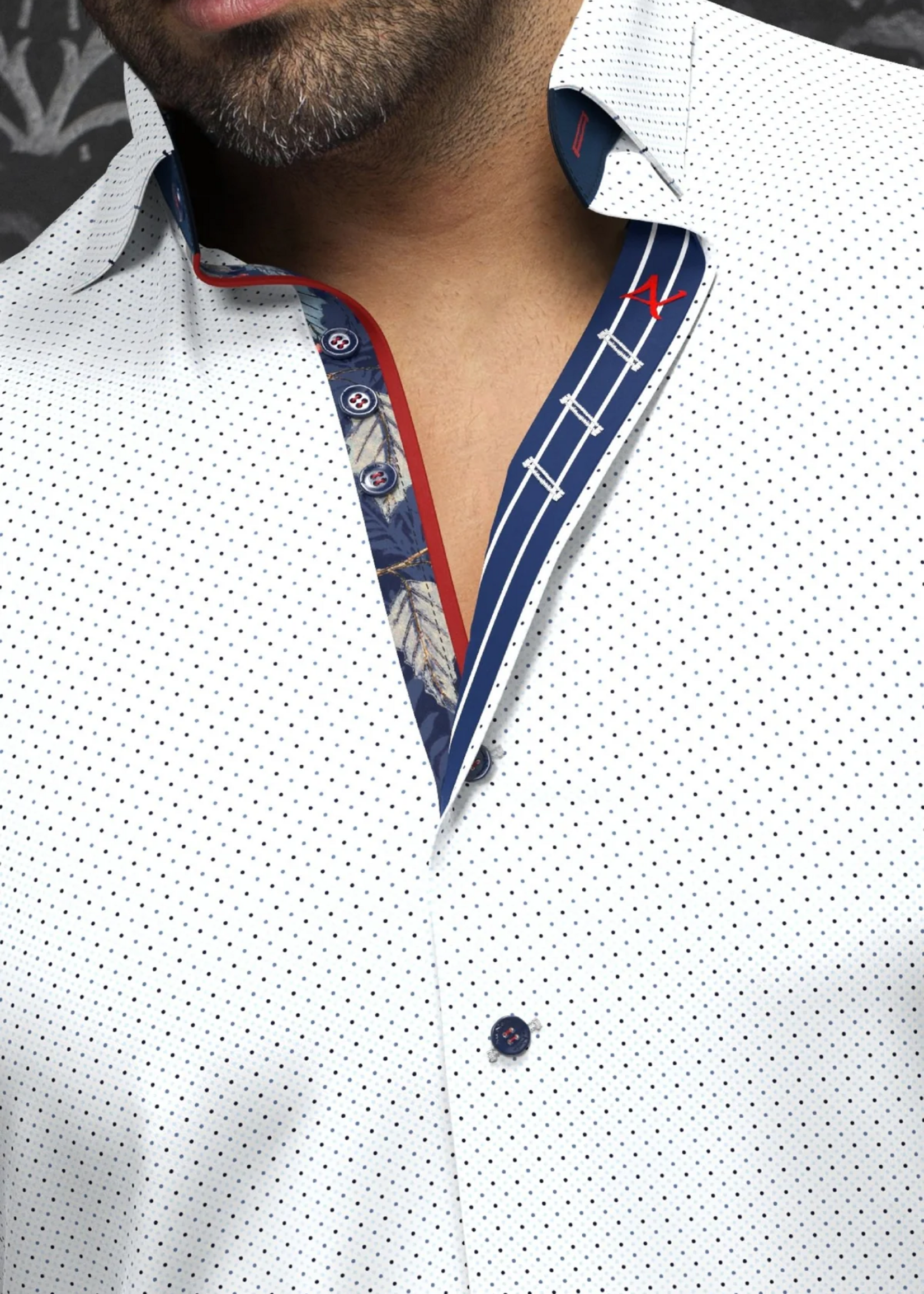 Au Noir SALAZAR | PREMIUM DRESS SHIRT | White Navy