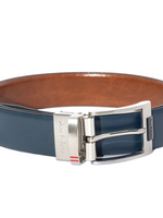 Au Noir Au Noir - DESOTO Reversible Belt | Nickle - Tan | Navy