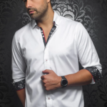 Au Noir Au Noir MC QUEEN Premium Canadian Dress Shirt | White Black