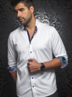 Au Noir Au Noir MC QUEEN Premium Canadian Dress Shirt | White Blue