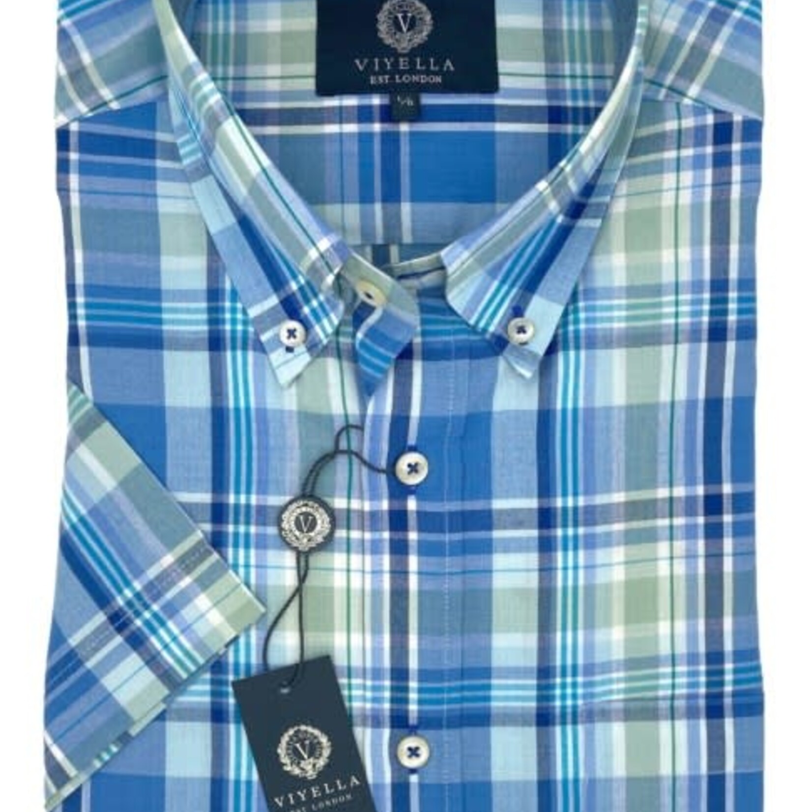 Viyella Viyella 100% Madras Cotton Short Sleeve Sport Shirt