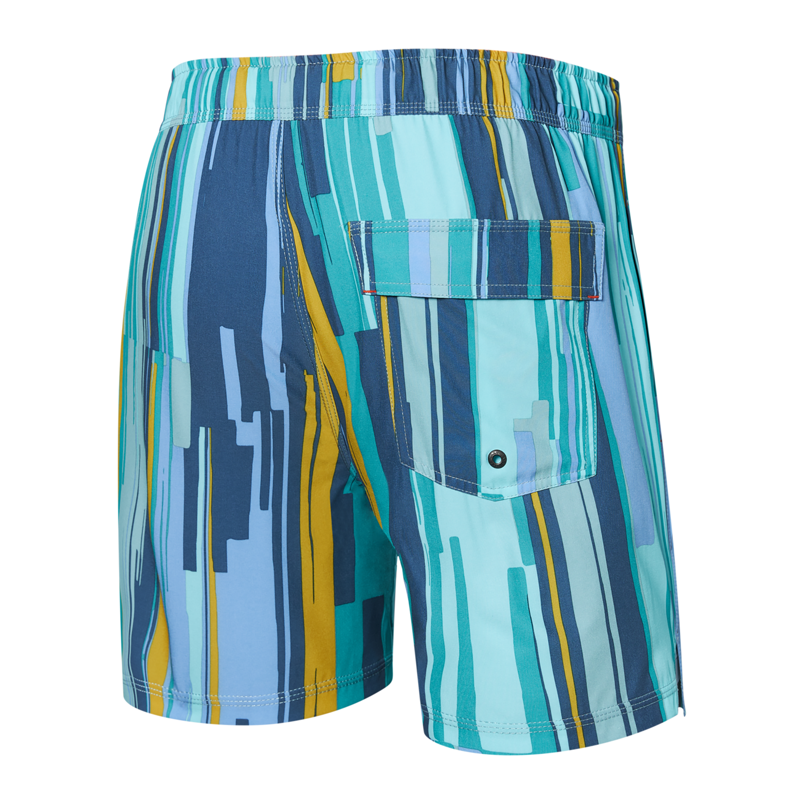 SAXX Oh Buoy 5" Stretch Volley Swim Shorts | Soft Stripe- Aqua Splash