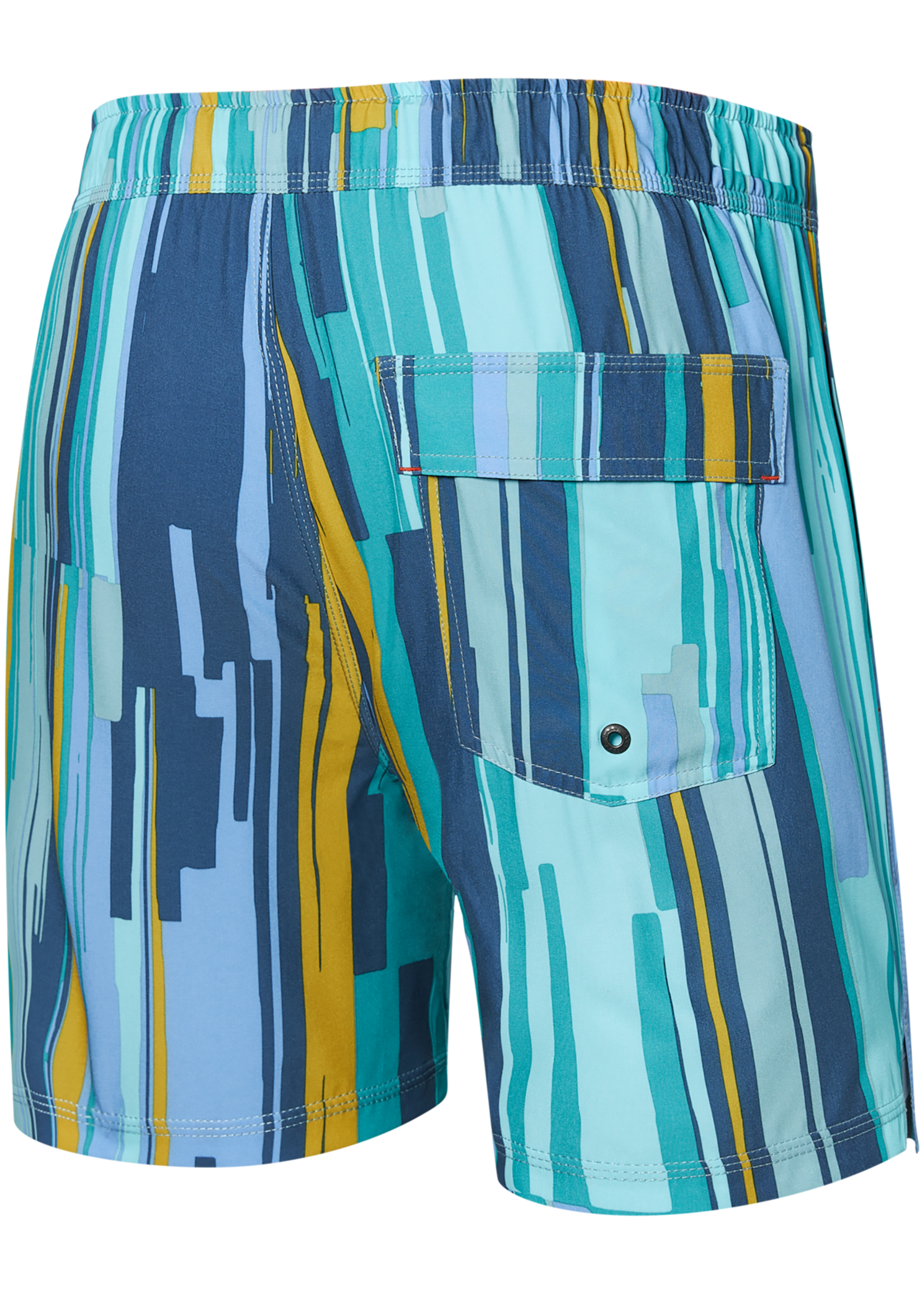 SAXX Oh Buoy 5" Stretch Volley Swim Shorts | Soft Stripe- Aqua Splash