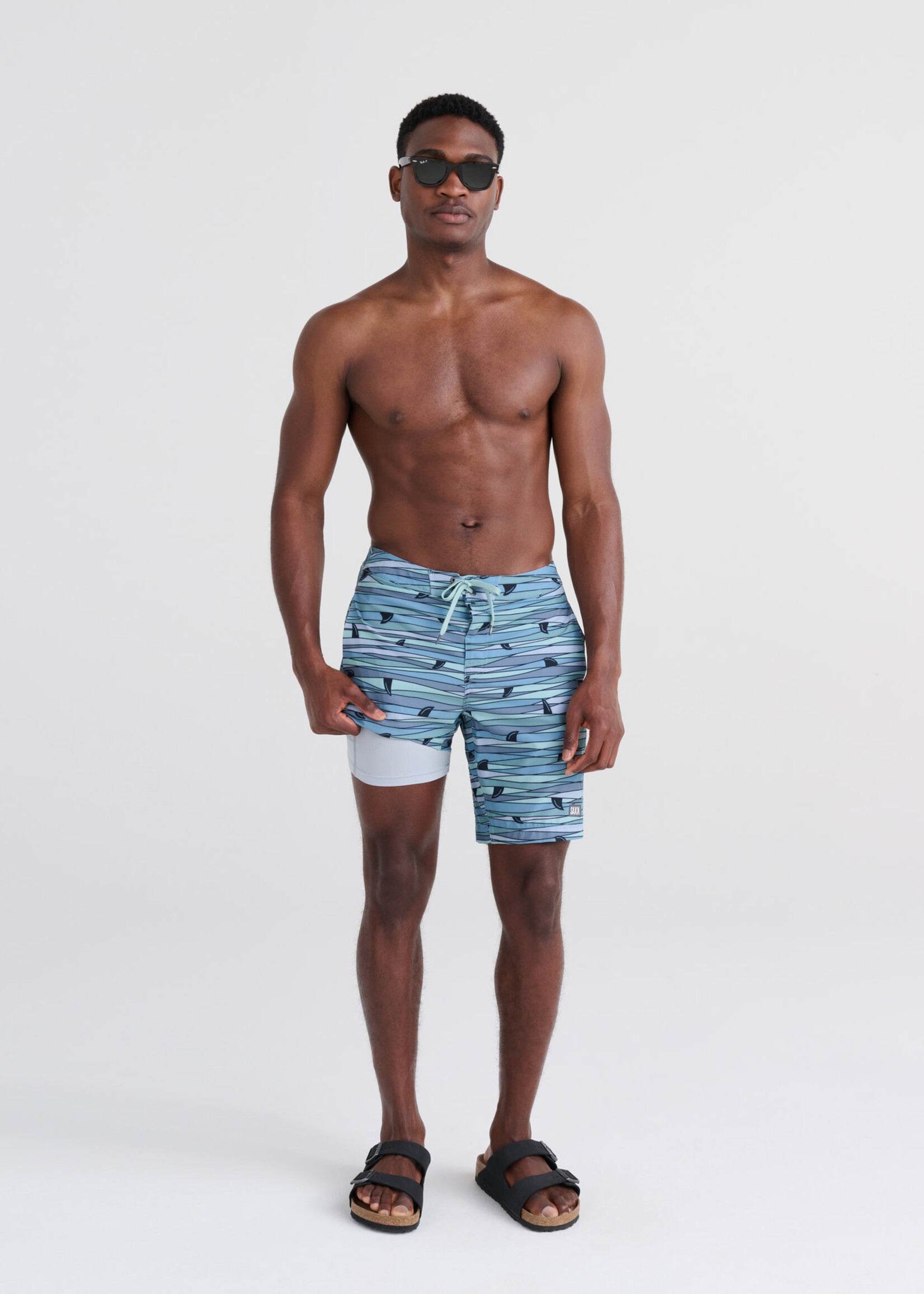 SAXX Betawave 19" Boardshort Swim Shorts | Fins- Blue Multi