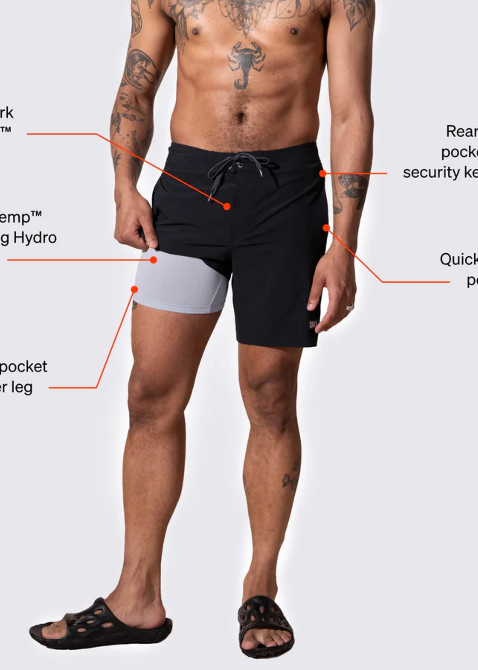 SAXX Betawave 17" Boardshort Swim Shorts | West Coast | Chambray