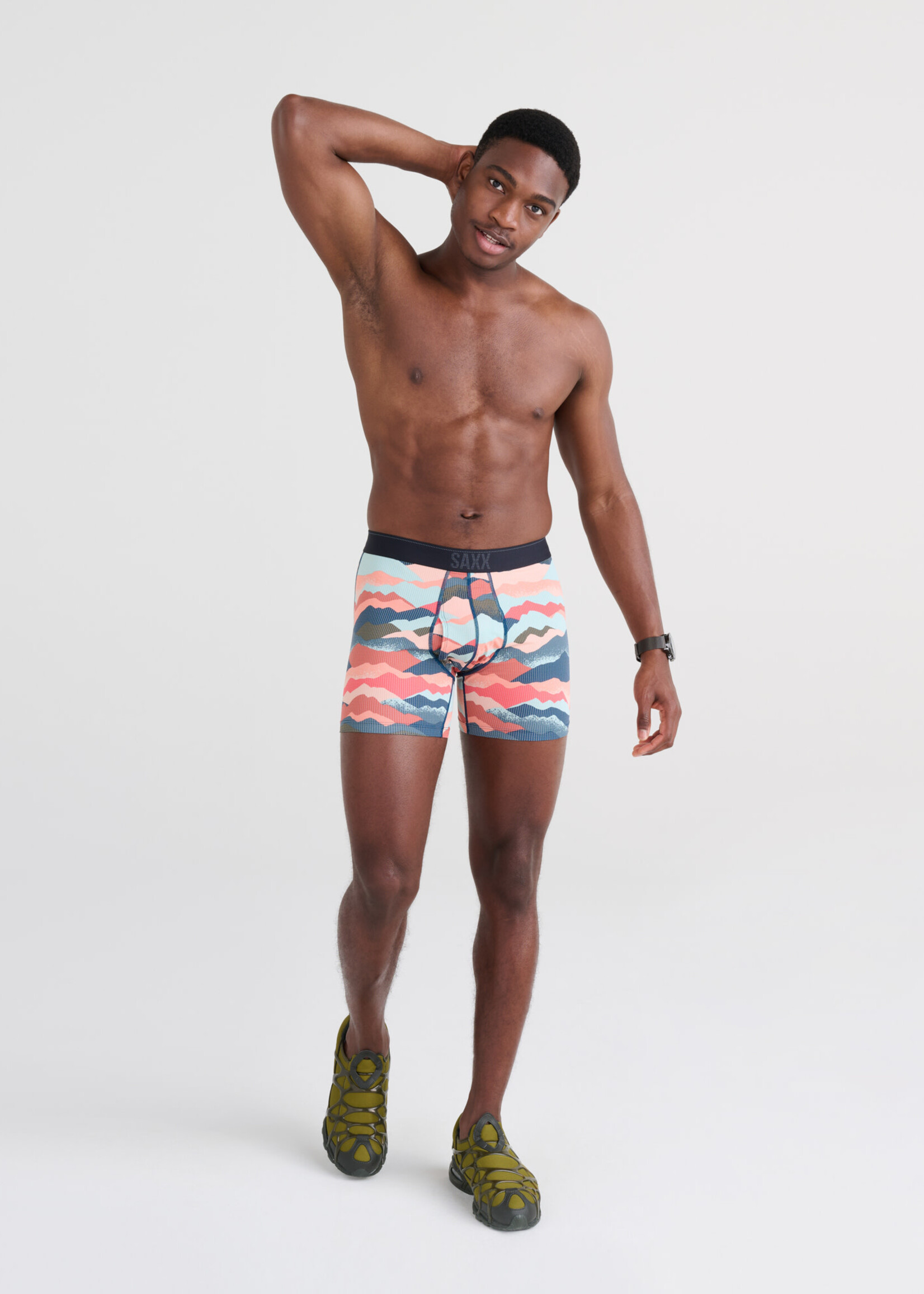SAXX Quest Quick Dry Mesh Boxer Brief / Mountain Abstract- Multi