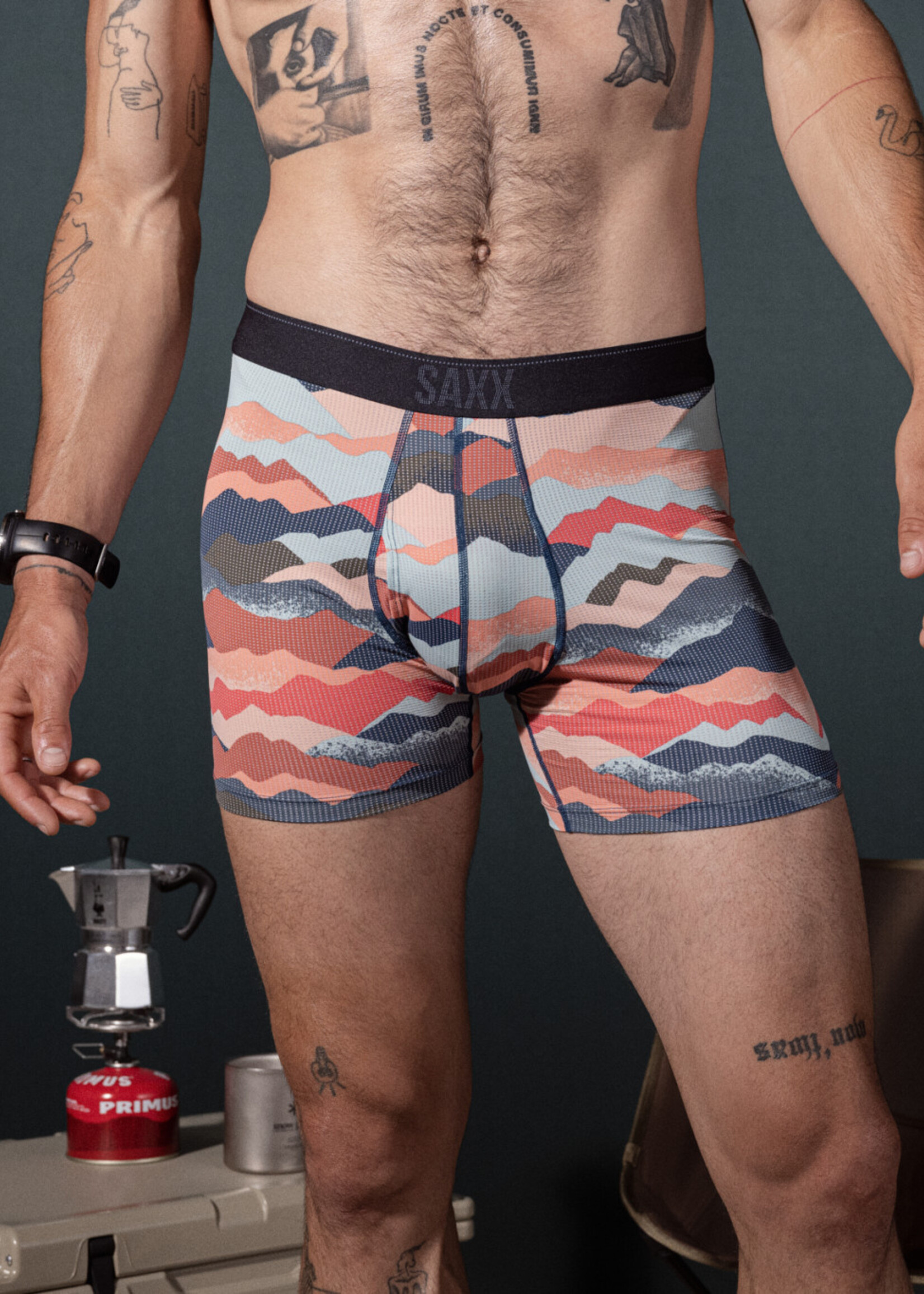 SAXX Quest Quick Dry Mesh Boxer Brief / Mountain Abstract- Multi