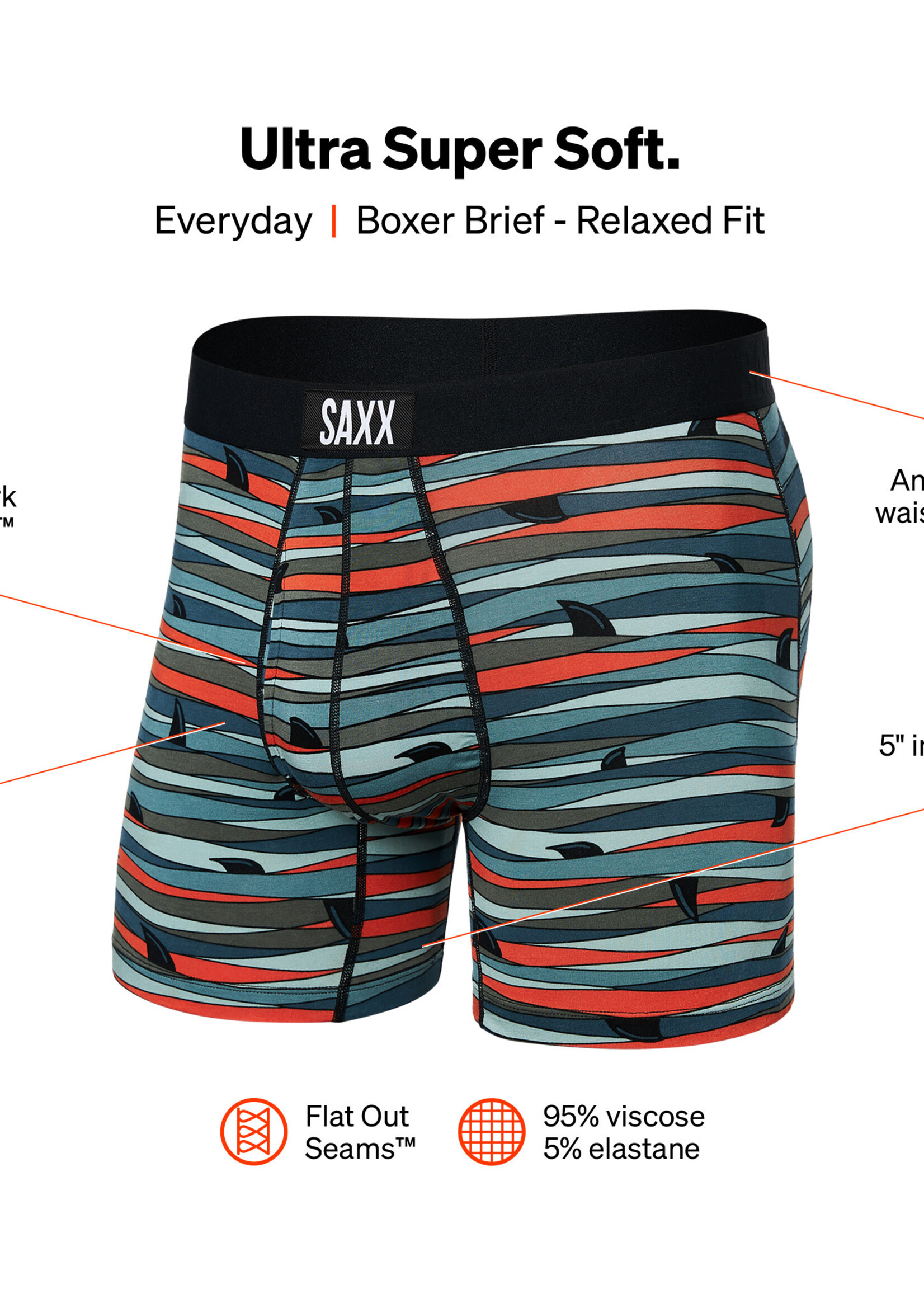SAXX Ultra Super Soft Boxer Brief | FINS Blue Multi