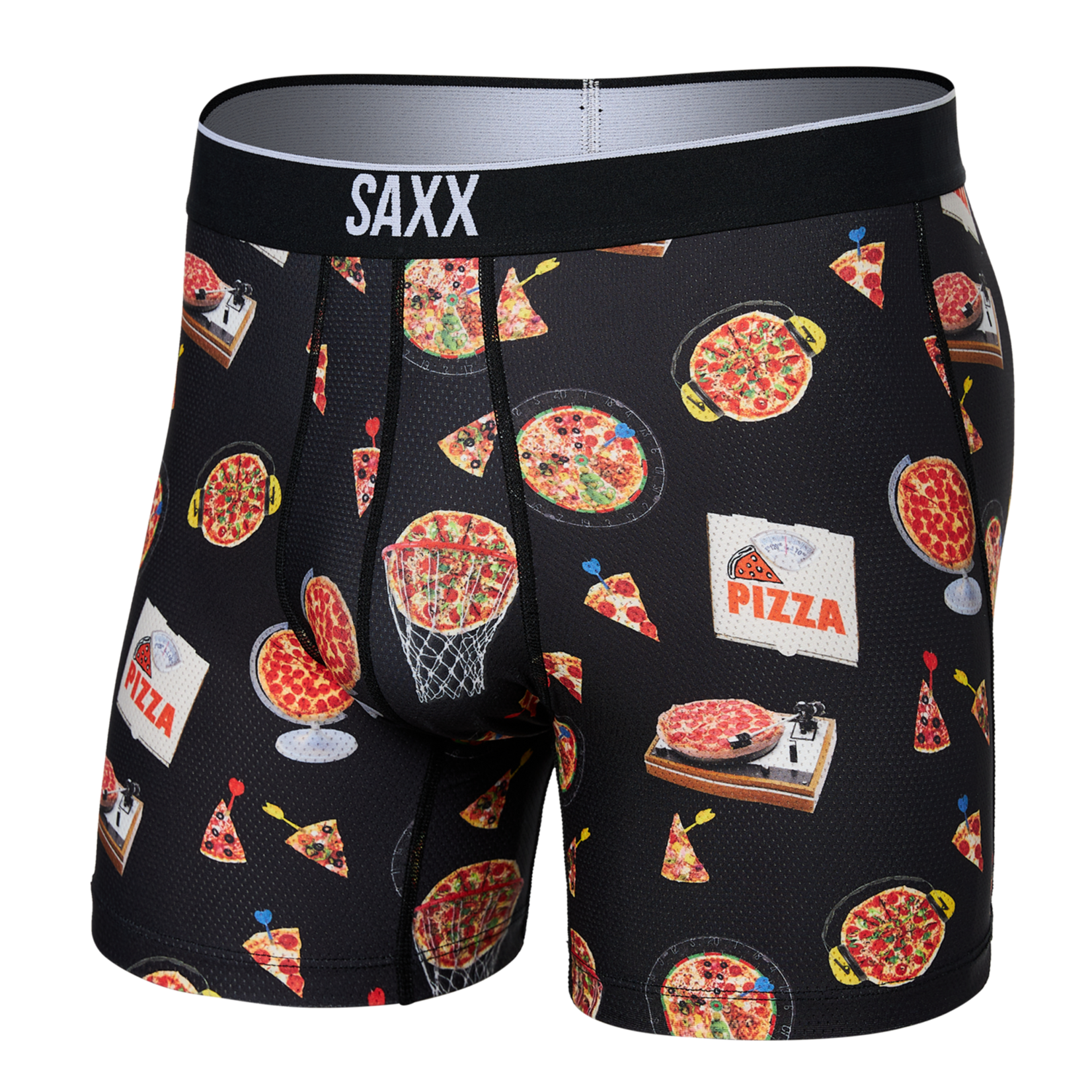 SAXX Volt Breathable Mesh Boxer Brief | Pizza On The Brain- Black
