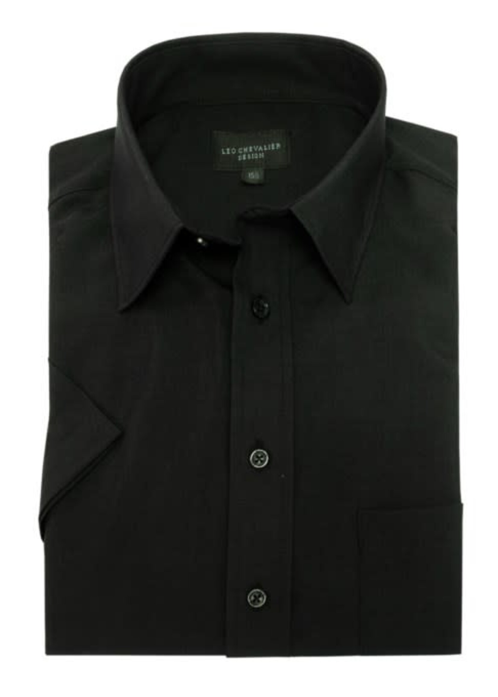 Leo Chevalier Leo Chevalier 100% Micro Polyester Easy Care Dress Shirt | Black