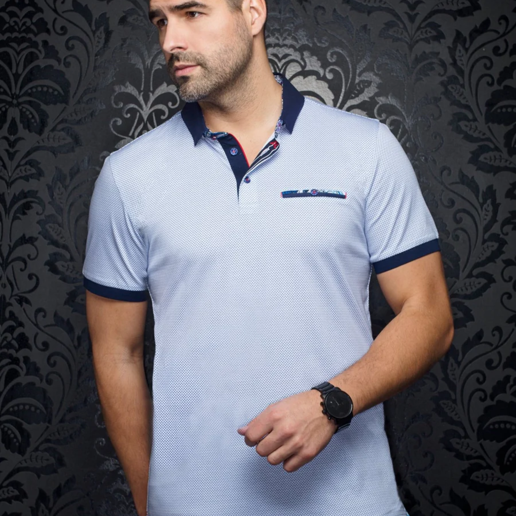 Au Noir POLO | CARTER, White Light Blue