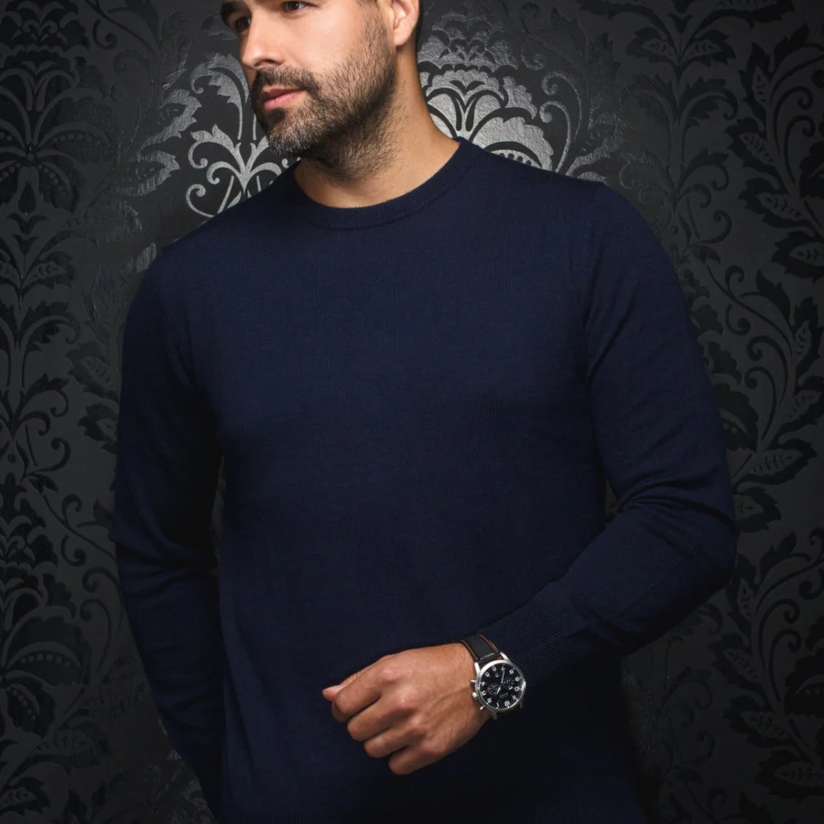 Au Noir MERINO WOOL SWEATER | MARINI, Navy