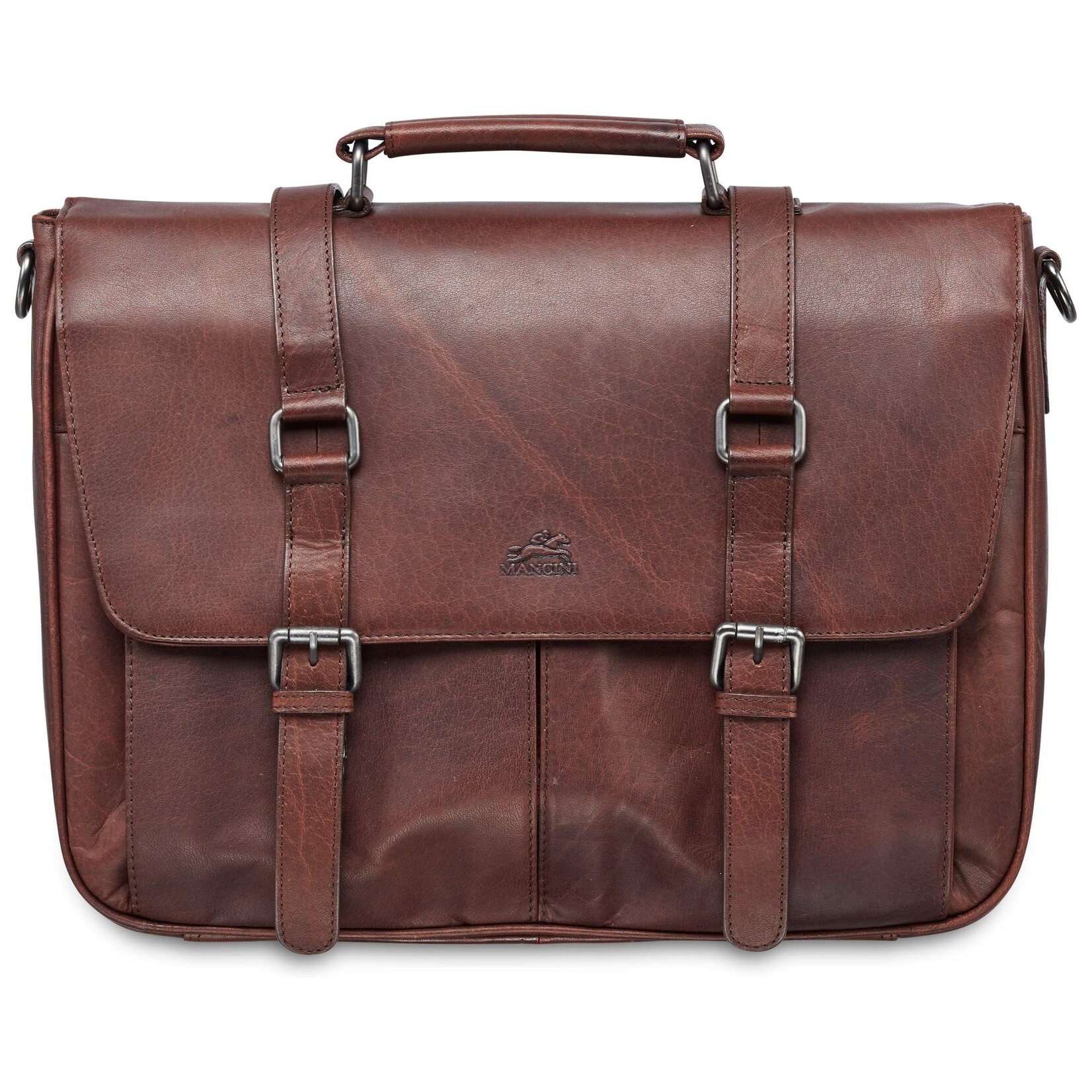 Mancini BUFFALO SINGLE COMPARTMENT BRIEFCASE | Brown