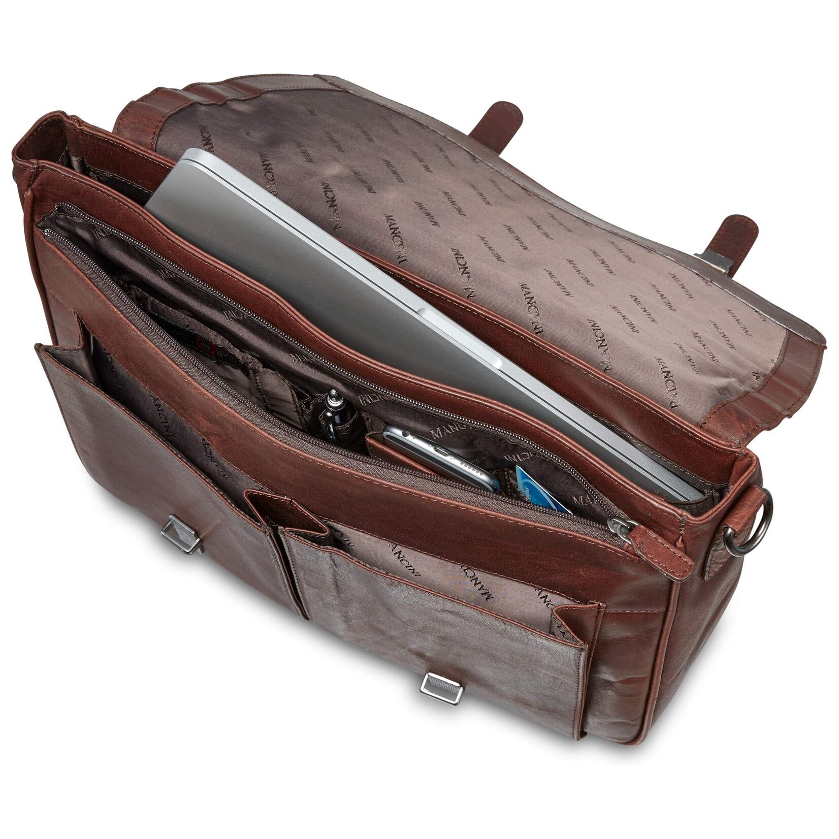 Mancini BUFFALO SINGLE COMPARTMENT BRIEFCASE | Brown