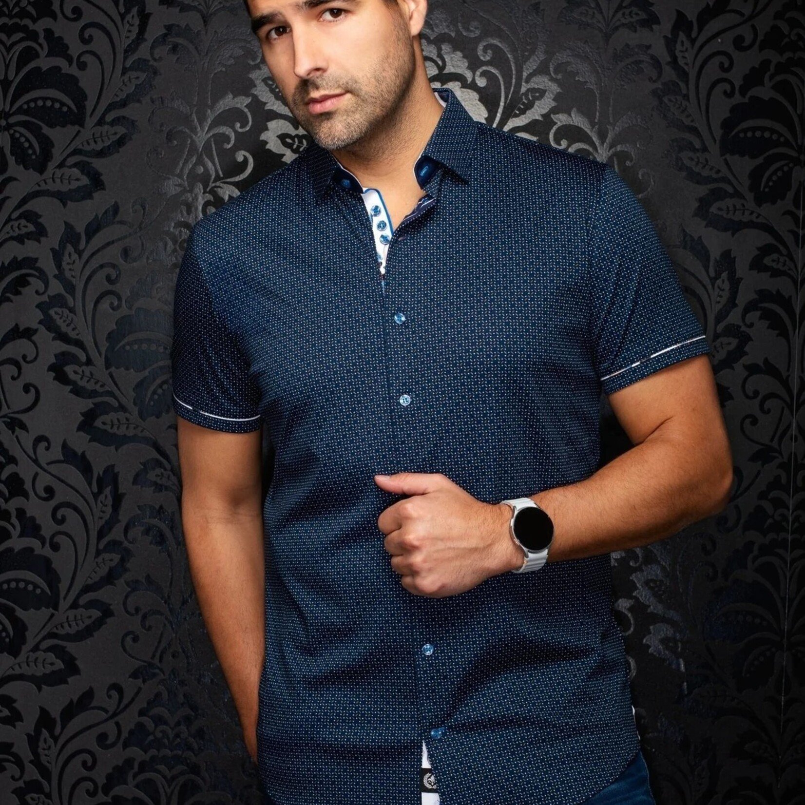 Au Noir ROSEFIELD SHORT SLEEVE | Navy Tobacco