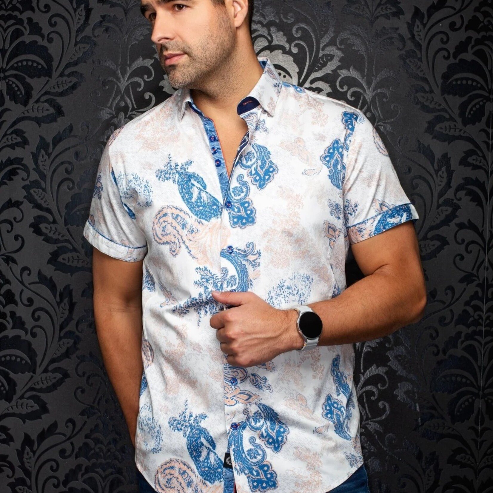 Au Noir WATERFORD SHORT SLEEVE | White / Orange