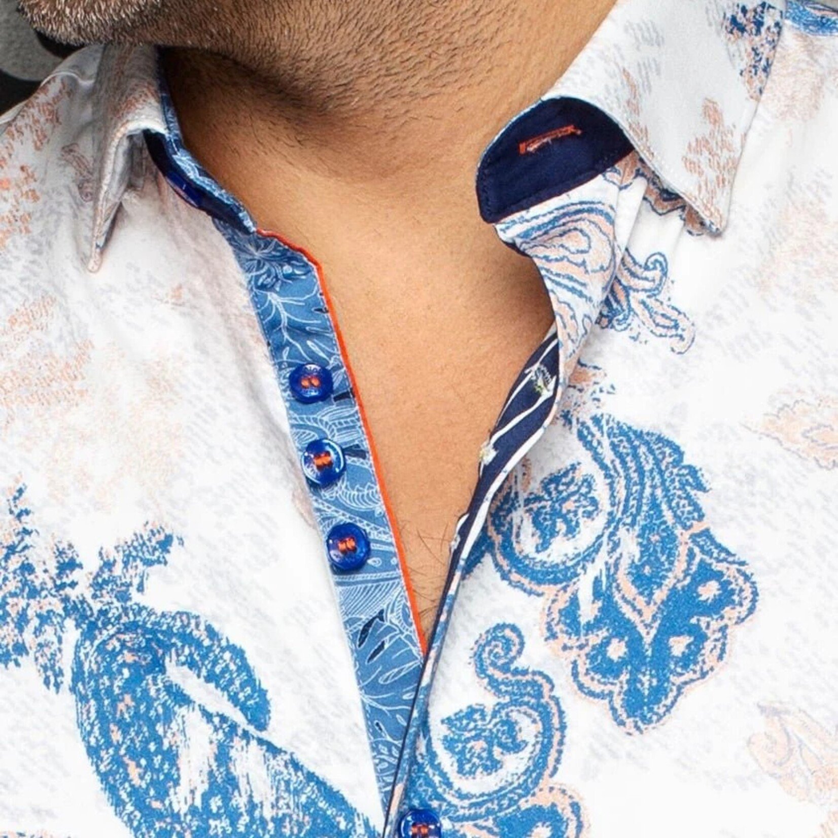 Au Noir WATERFORD SHORT SLEEVE | White / Orange